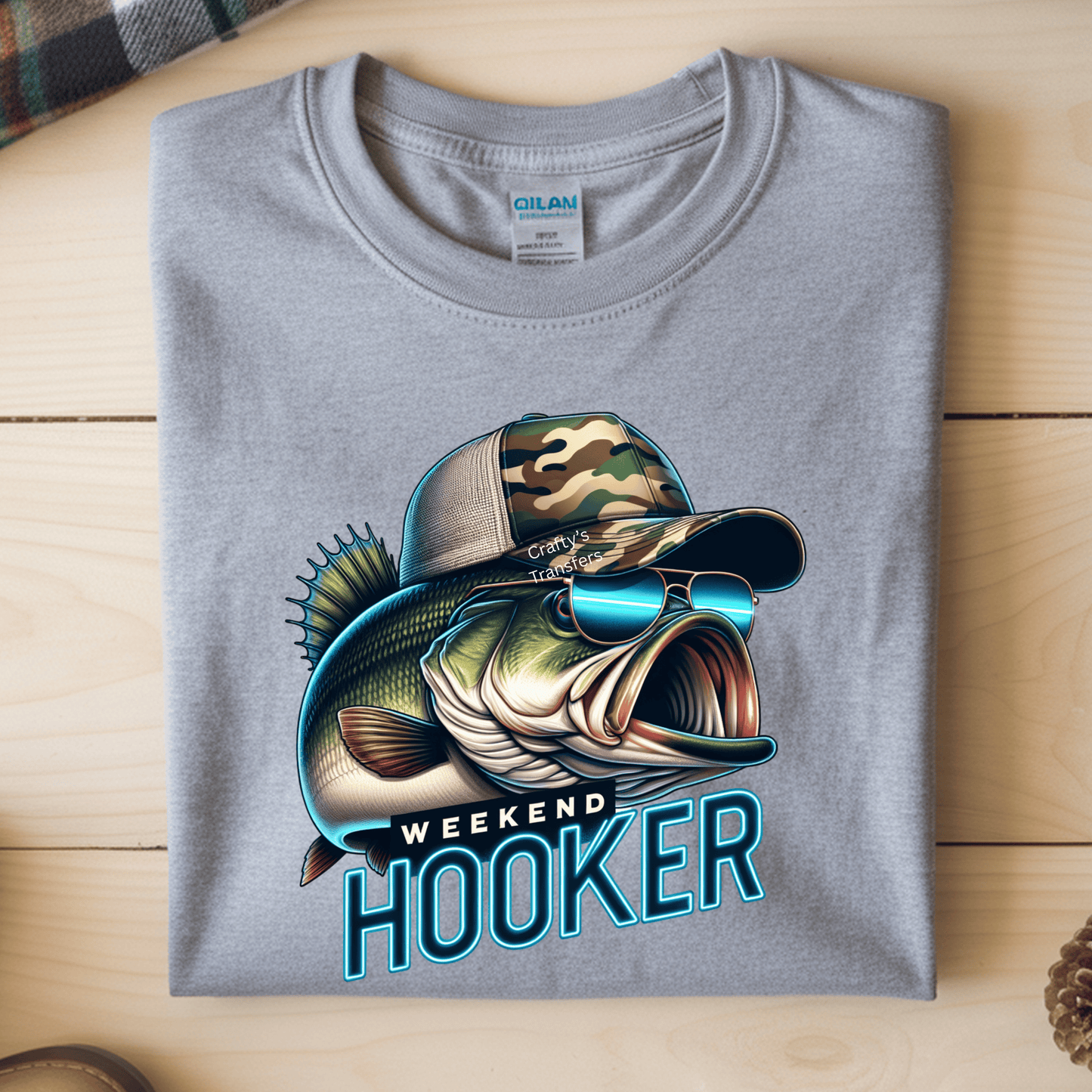 Camo Cap Weekend Hooker Colorful Fish Fishing Funny Sarcastic Summer DTF Transfer