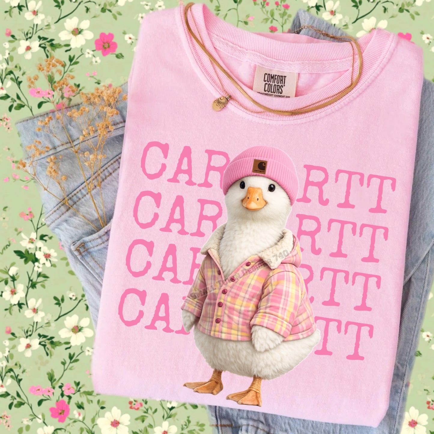 Cute Duck Cattle DTF Transfer | Pink Beanie Farm Duck Graphic | Country Boutique Heat Press Shirt Transfer