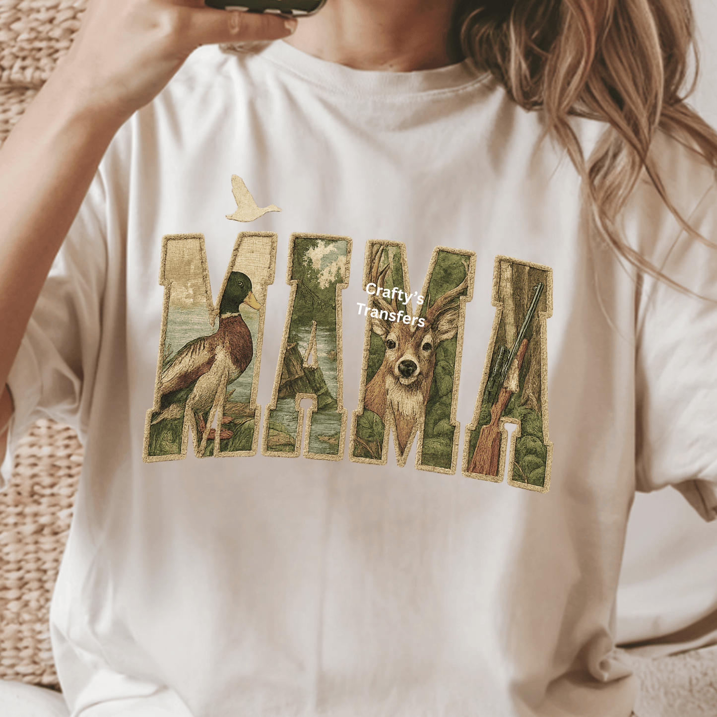 Hunting Mama DTF Transfer | Duck Deer Hunting Graphic | Rustic Outdoor Heat Press Shirt Transfer