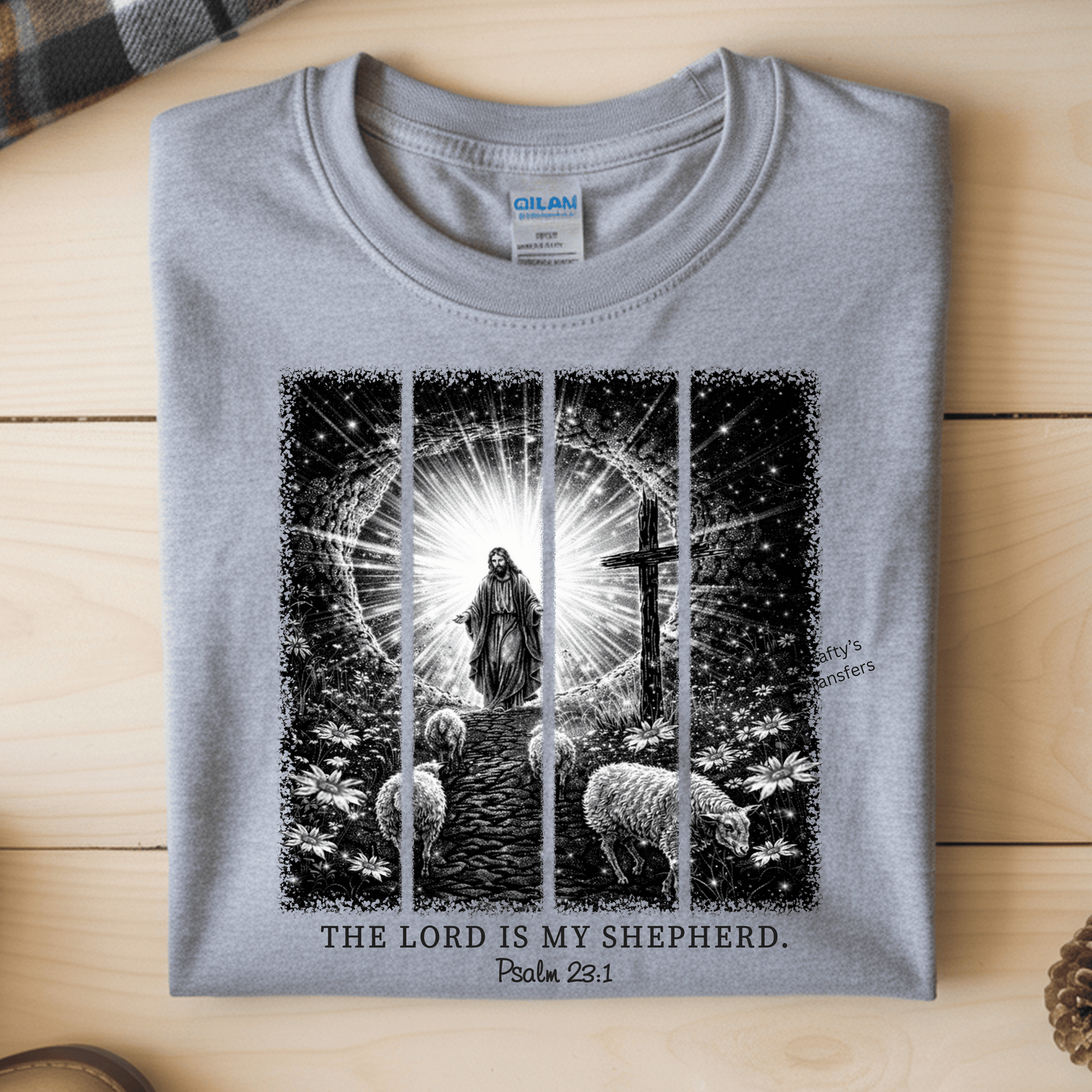 The Lord Is My Shepherd Psalm 23:1 DTF Transfer | Jesus Shepherd Christian Shirt Design | Faith Based Graphic Tee | Religious Apparel Transfer