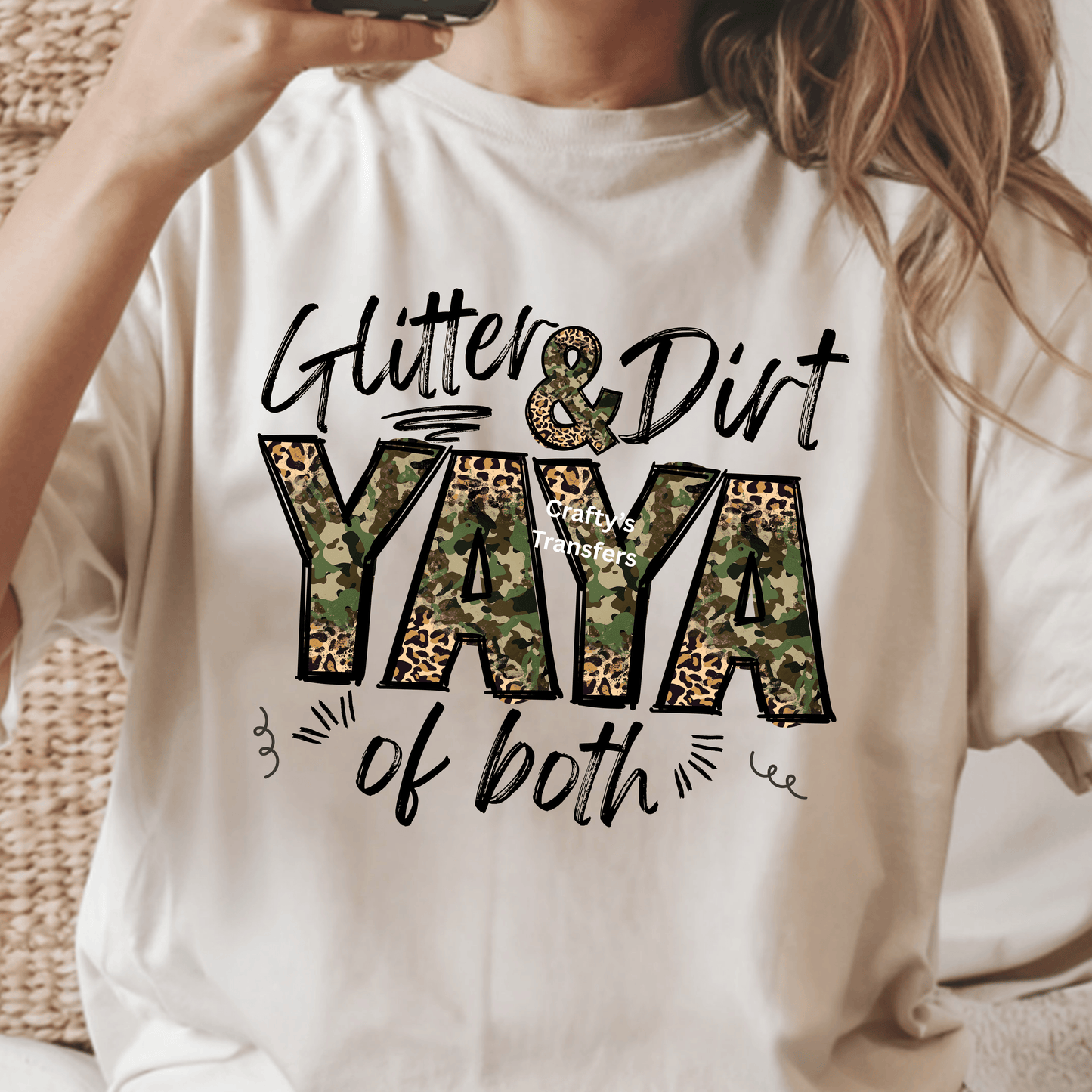Camo Leopard Mama Gigi Nona Nana DTF Transfer – Trendy Western Mom Shirt Design – Camouflage & Leopard Print Mama Iron On Style Heat Transfer