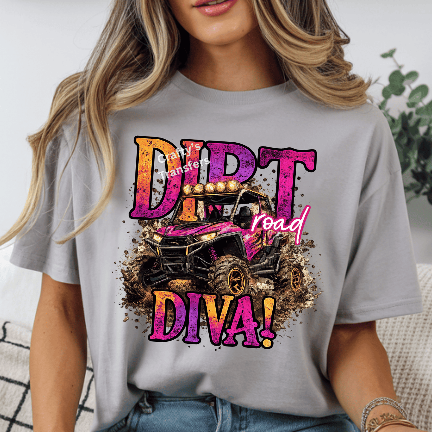 Dirt Road Diva DTF Transfer | Pink Side by Side Mud Riding Design | Offroad Girl Shirt Transfer | SXS UTV Graphic | Ready to Press