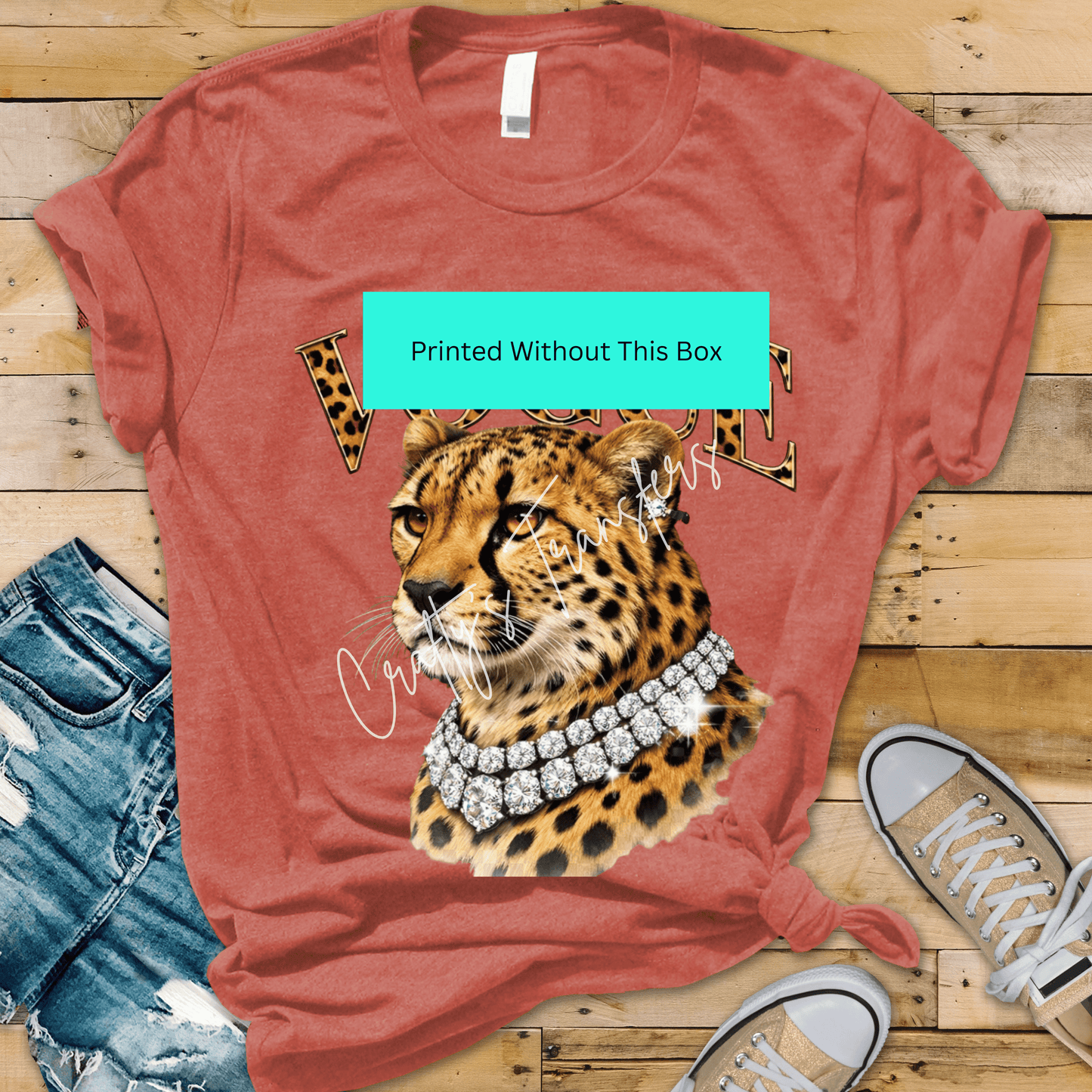 Designer Cheetah DTF Transfer | Glam Leopard Print Fashion Design | Designer Inspired Animal Print Shirt Transfer | Boutique Graphic Tee