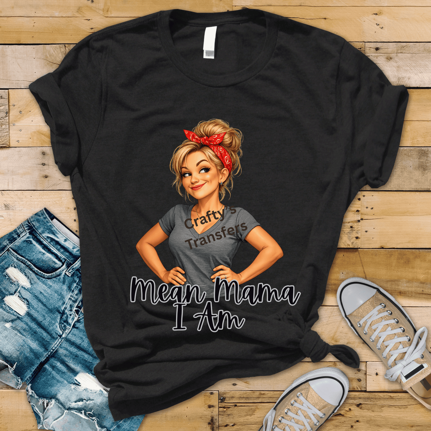 Mean Mama I Am DTF Transfer | Funny Mom Shirt Transfer | Sassy Mama Graphic | Messy Bun Mom Heat Press Design | Trendy Mom Tee Transfer