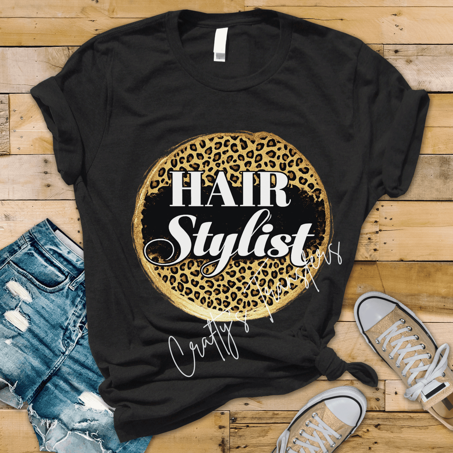 Hair Stylist DTF Transfer | Leopard Print Salon Shirt Transfer | Cosmetology Graphic Tee Design