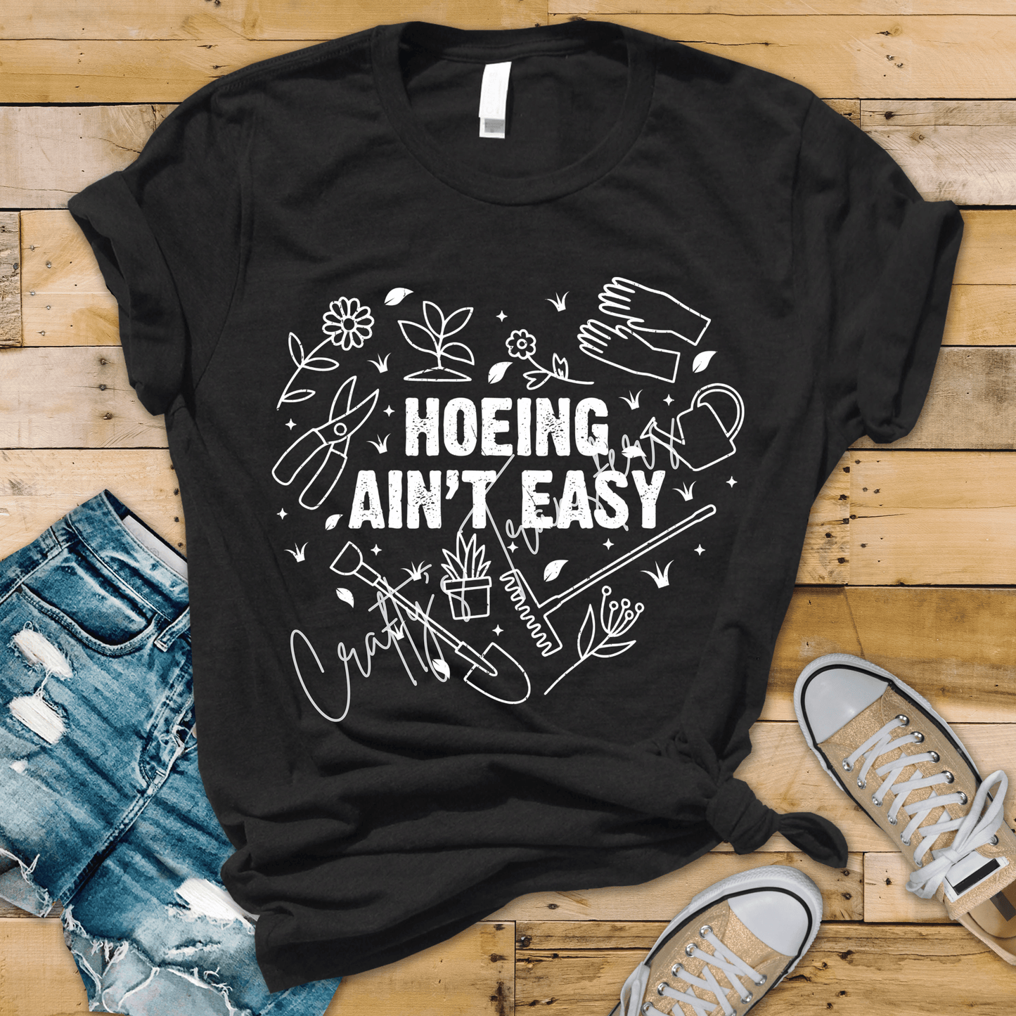 Hoeing Ain’t Easy DTF Transfer | Funny Gardening Heat Transfer | Garden Lover Graphic Ready to Press