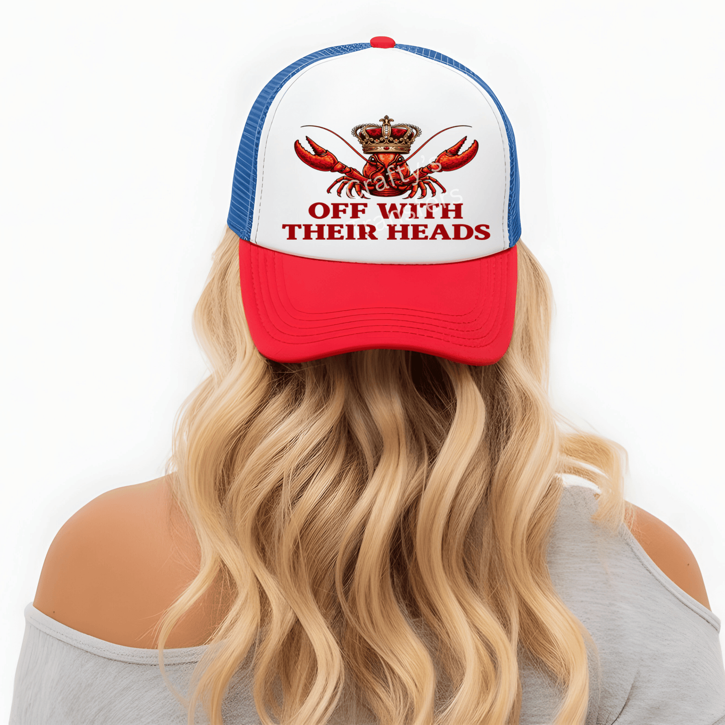 Off With Their Heads Crawfish DTF Hat Transfer | Funny Cajun Seafood Trucker Hat Design | Mardi Gras Boil Humor Patch | Ready to Press