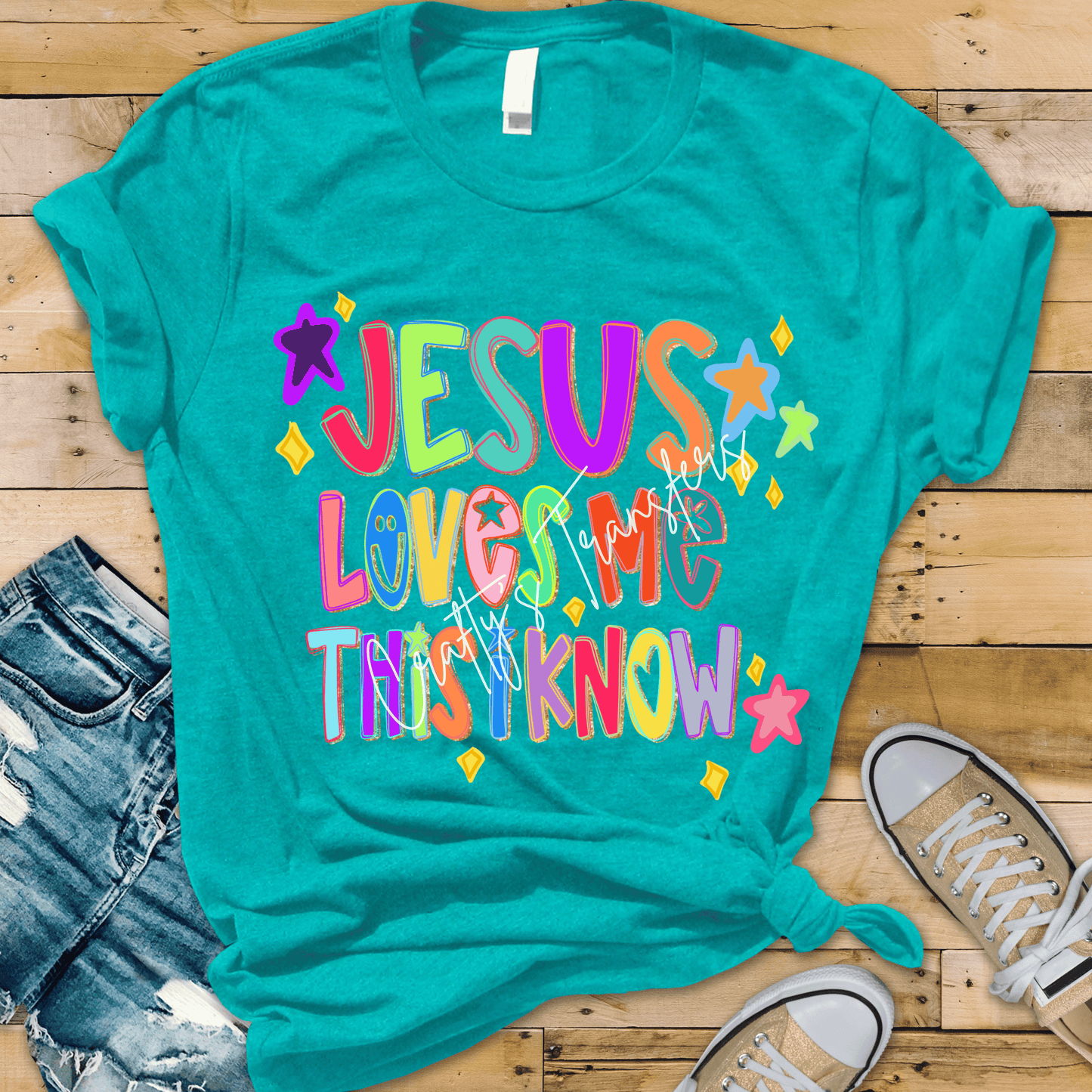 Jesus Loves Me DTF Transfer | Colorful Christian Shirt Design | Faith Based Graphic Tee | Kids & Boutique Religious Transfer