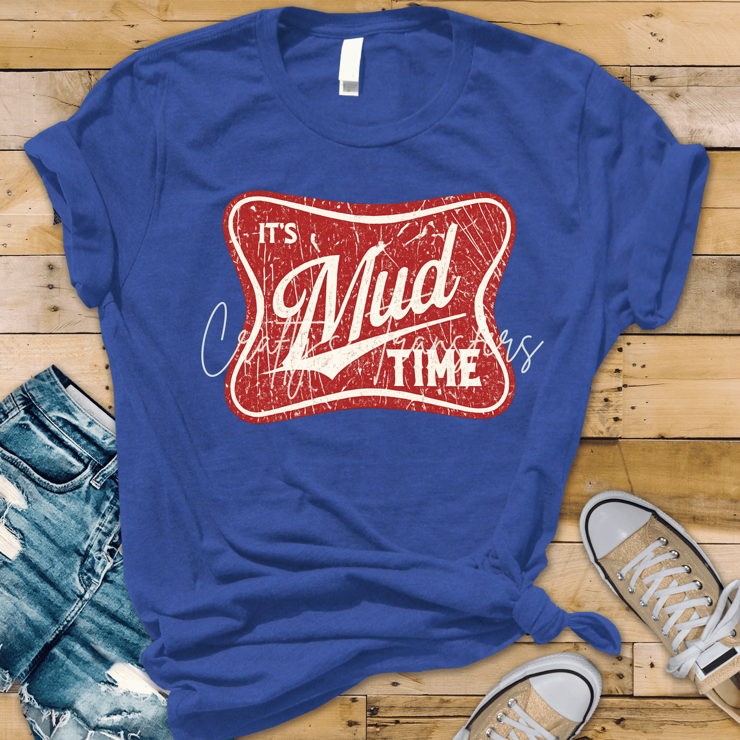 It’s Mud Time DTF Transfer | Funny Off Road Graphic | Distressed Vintage Mud Riding Shirt Design