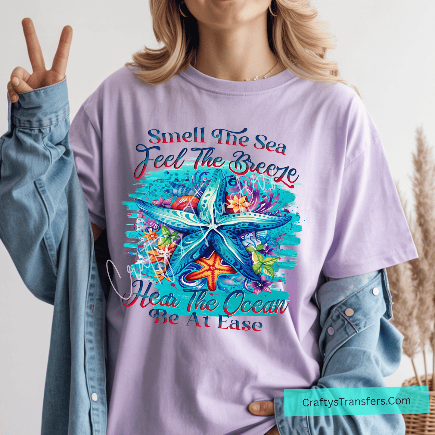 Smell The Sea Feel The Breeze DTF Transfer | Beach Vacation Graphic Transfer | Coastal Summer Shirt Design