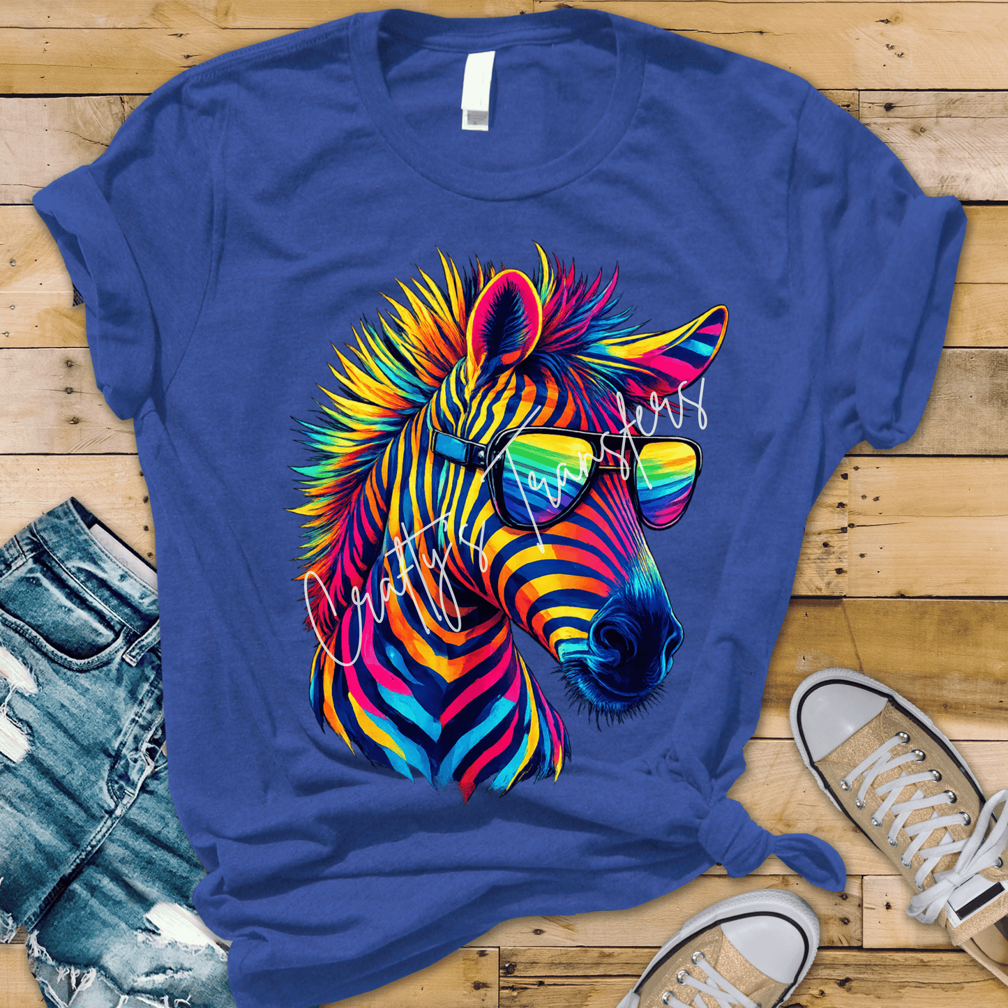 Colorful Dopamine Zebra DTF Transfer | Neon Rainbow Zebra Graphic | Trendy Retro Animal Print Shirt Design