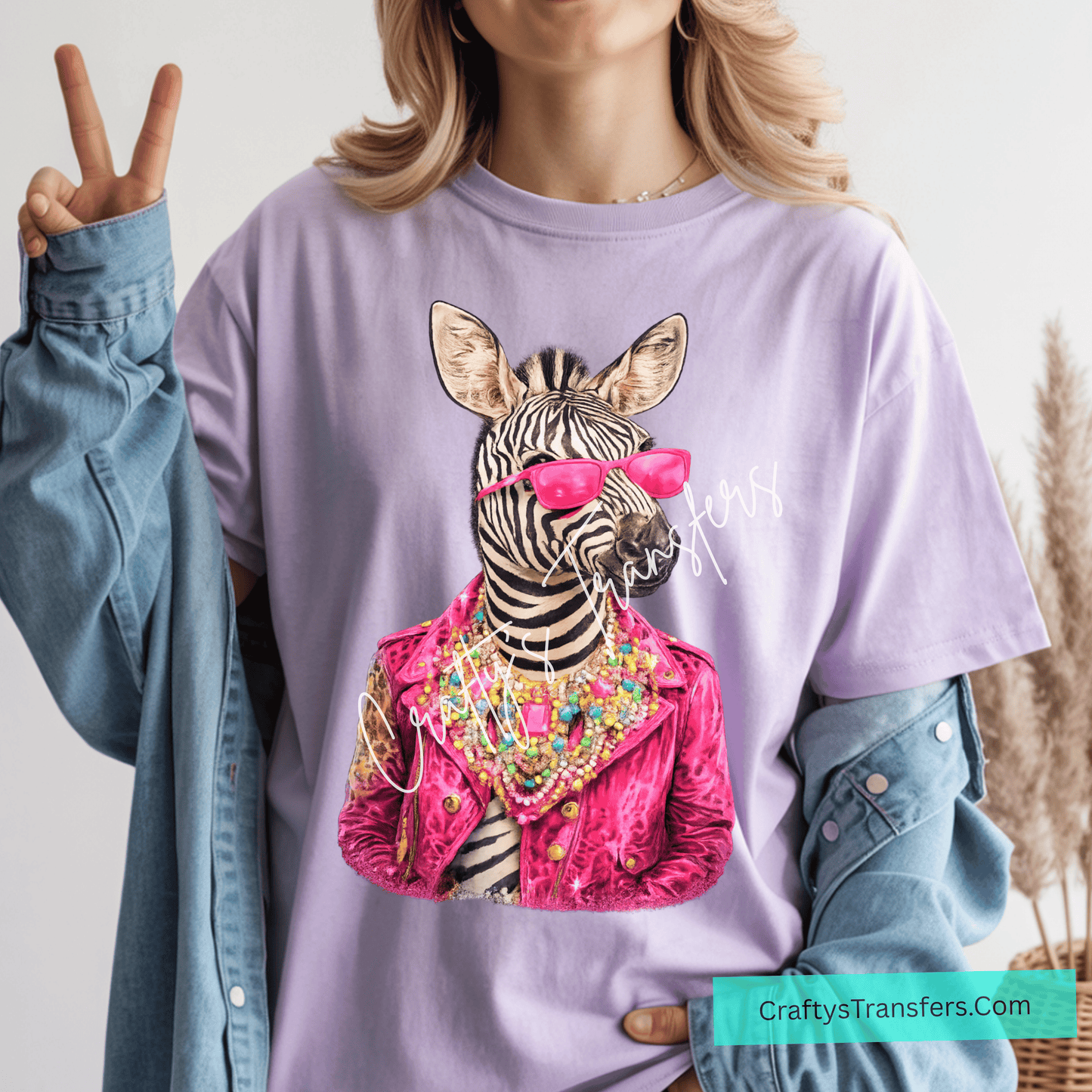 Dopamine Zebra DTF Transfer | Colorful Fashion Zebra Graphic Tee | Trendy Boutique Animal Print Design