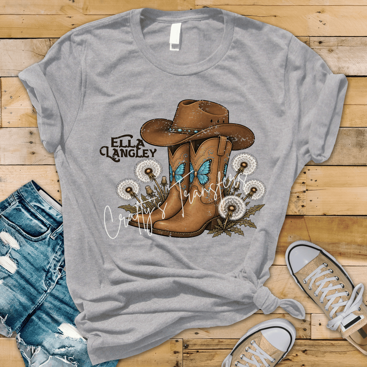 Ella Langley Inspired DTF Transfer | Western Cowboy Boots & Hat Graphic | Country Cowgirl Shirt Transfer