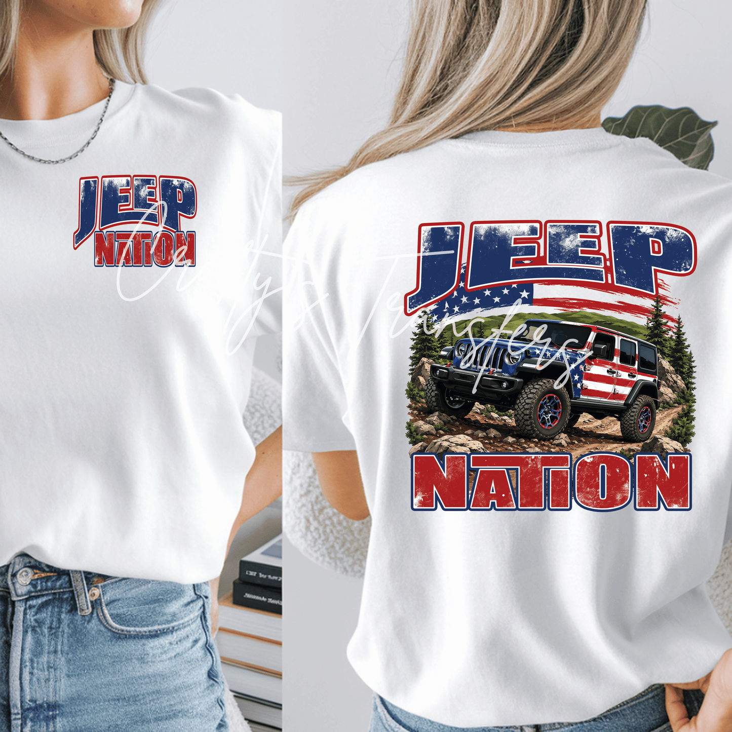 Jeep Nation DTF Transfer | Patriotic Jeep Graphic Shirt Transfer | Americana Off Road Jeep Tee Design