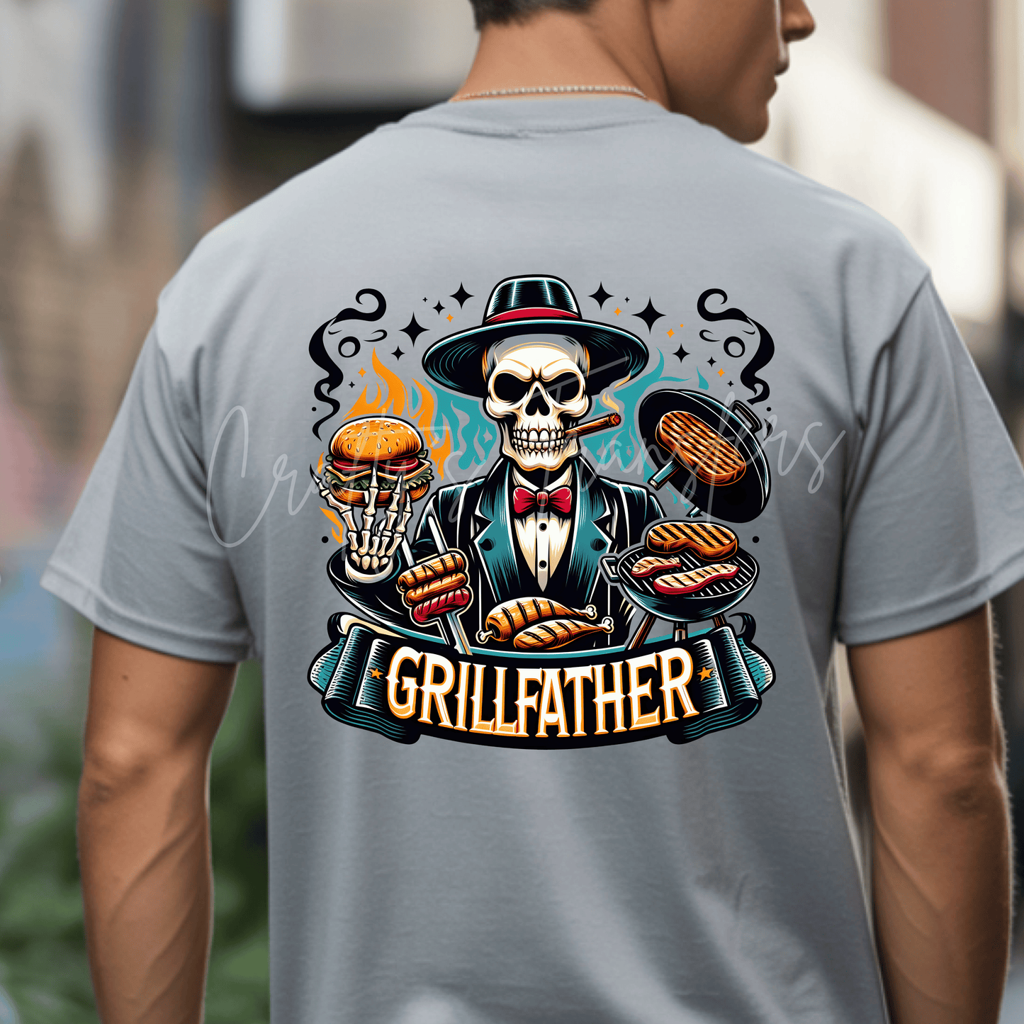 Grill Father Skeleton BBQ DTF Transfer | Funny Grilling Skull Shirt Design | Pitmaster BBQ Graphic Transfer