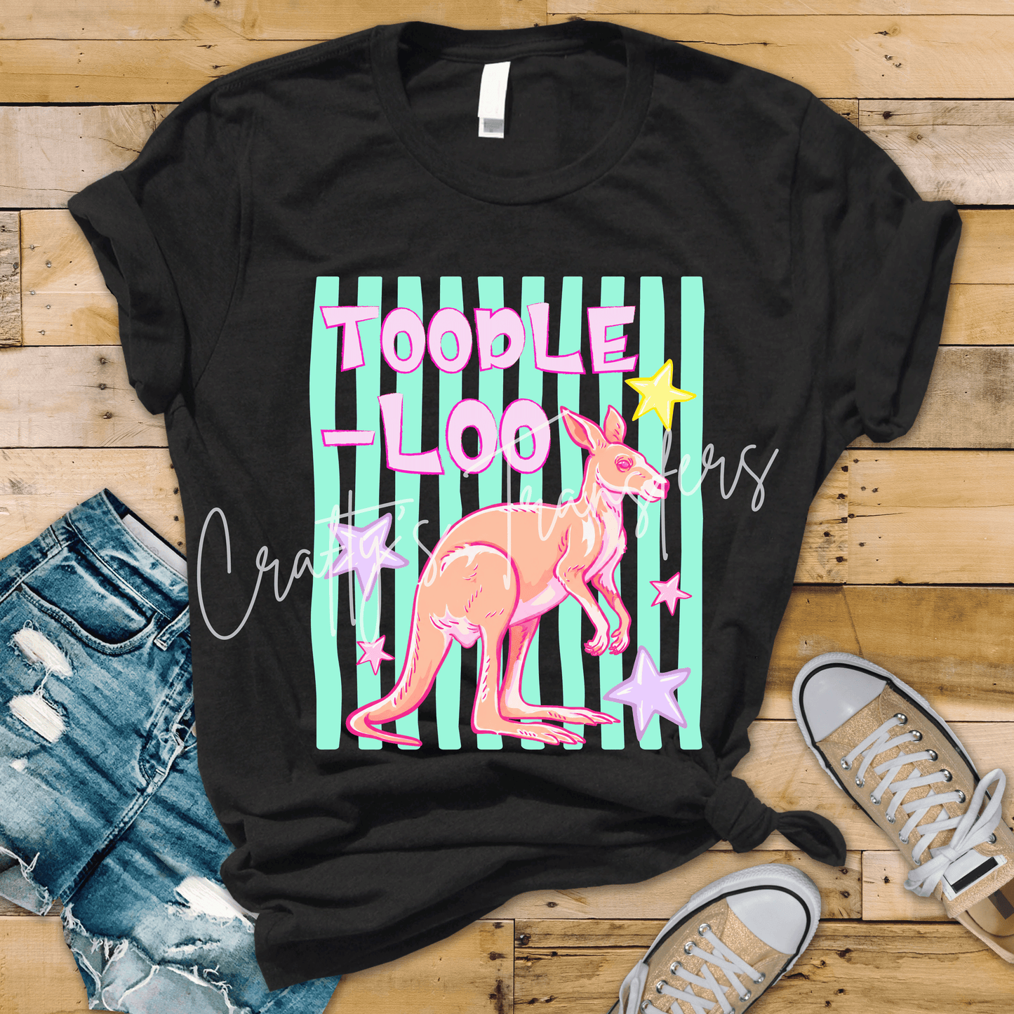 Too Ple Loo Kangaroo DTF Transfer | Retro Aussie Kangaroo Graphic Tee Transfer | Cute Pastel Animal Shirt Design