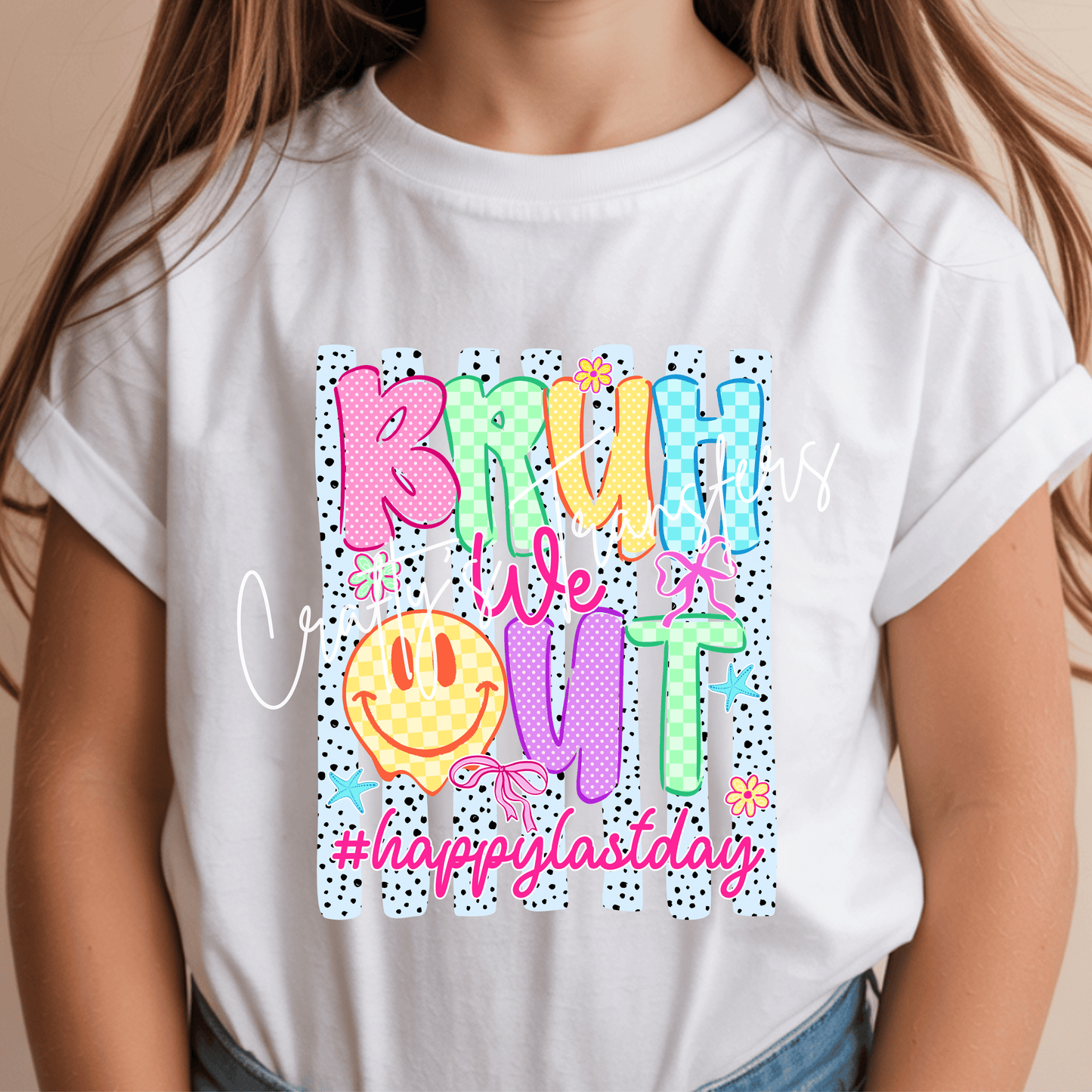 Bruh We Out #HappyLastDay DTF Transfer | Last Day of School Graphic Transfer | Retro Smiley Face Teacher Shirt Design