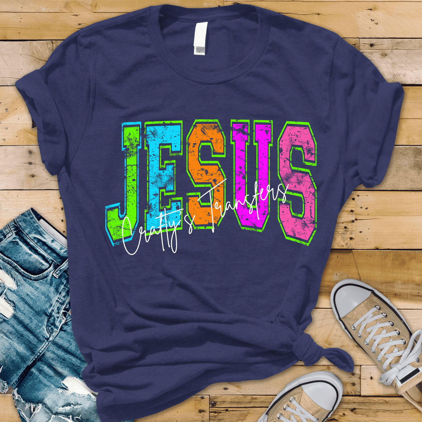 Neon Letters Jesus Christian Faith Shirt