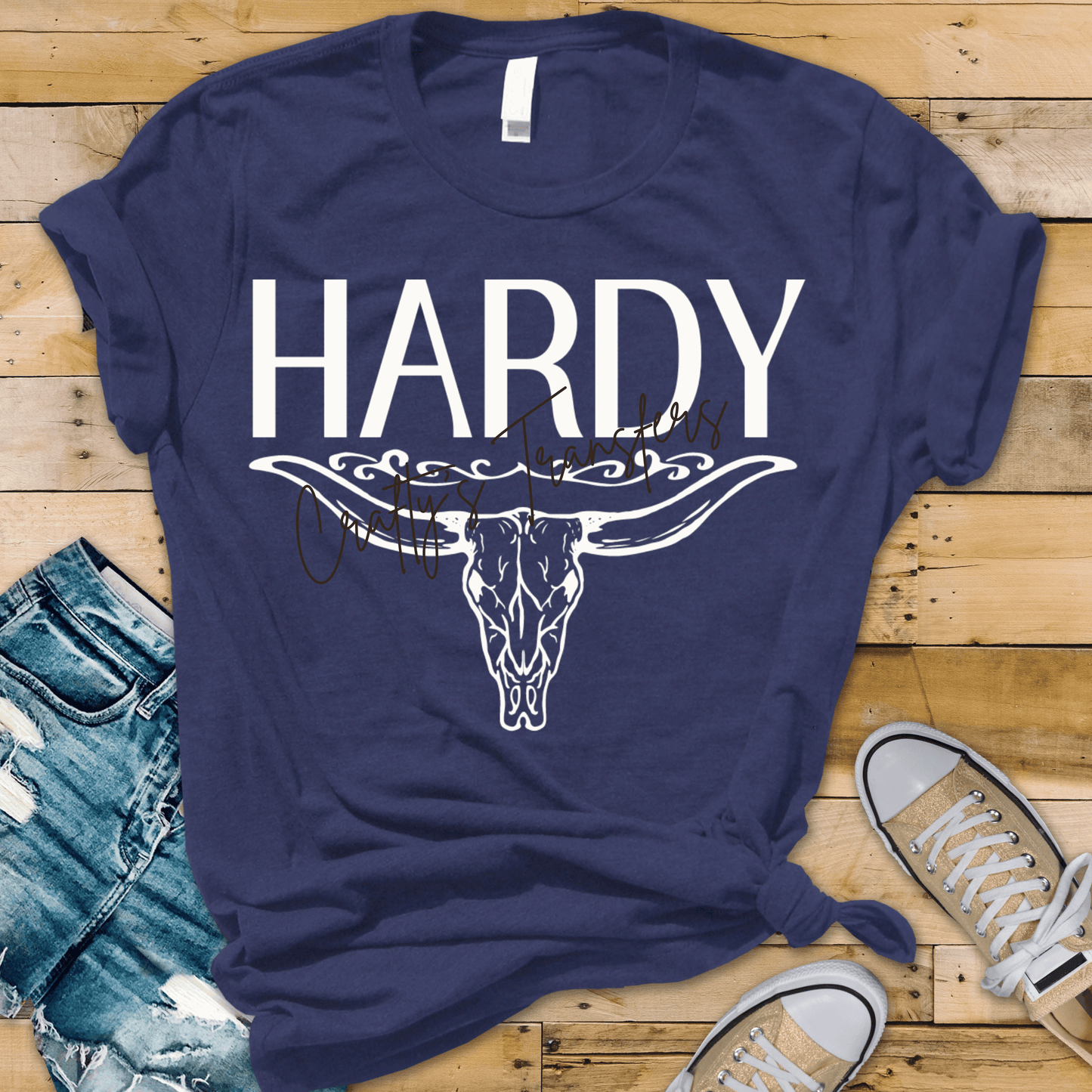 Hardy Western DTF Transfer | Cow Skull Country Graphic | Minimalist Cowgirl Shirt Transfer