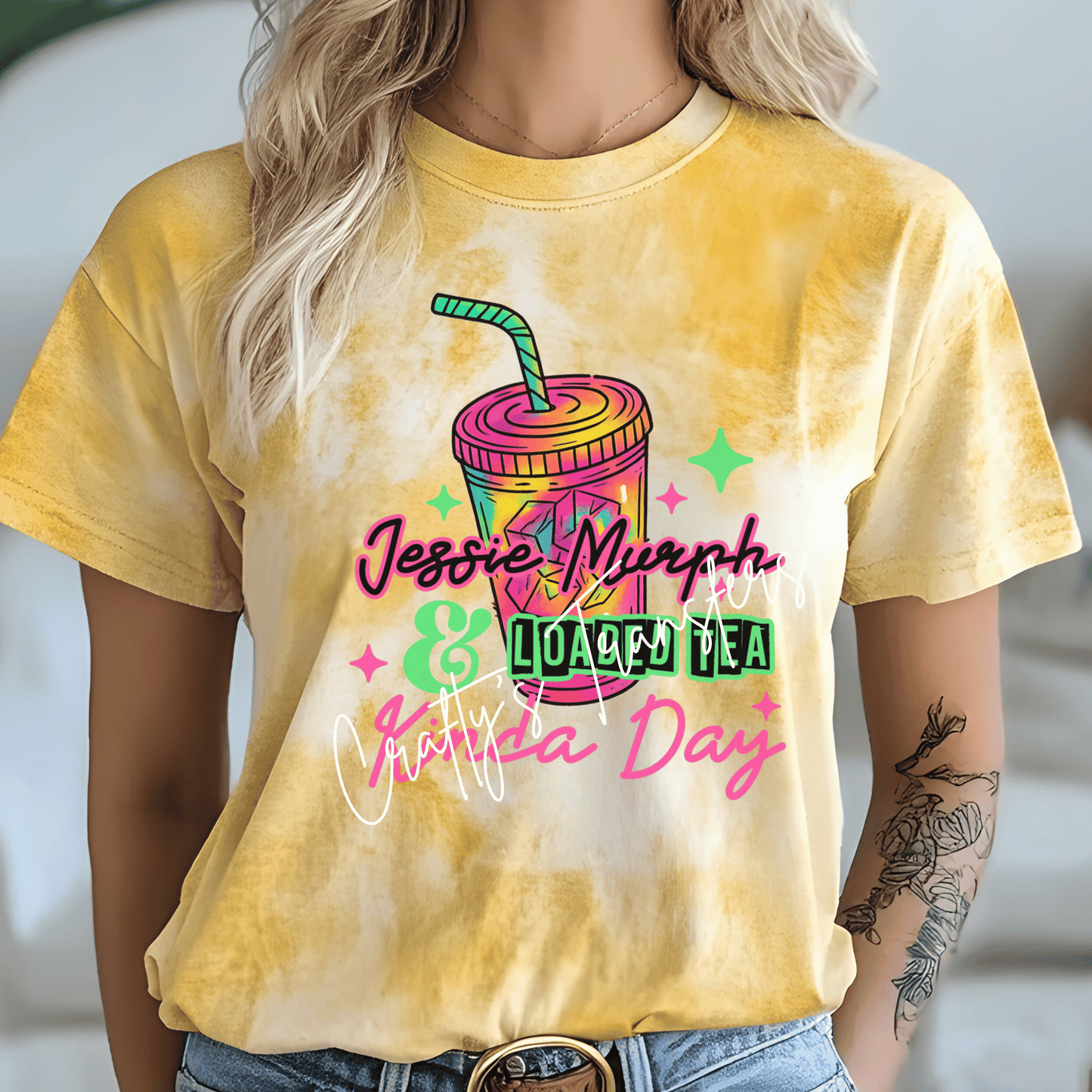 Neon Loaded Tea Lover DTF Transfer | Colorful Retro Drink Graphic Tee Heat Transfer