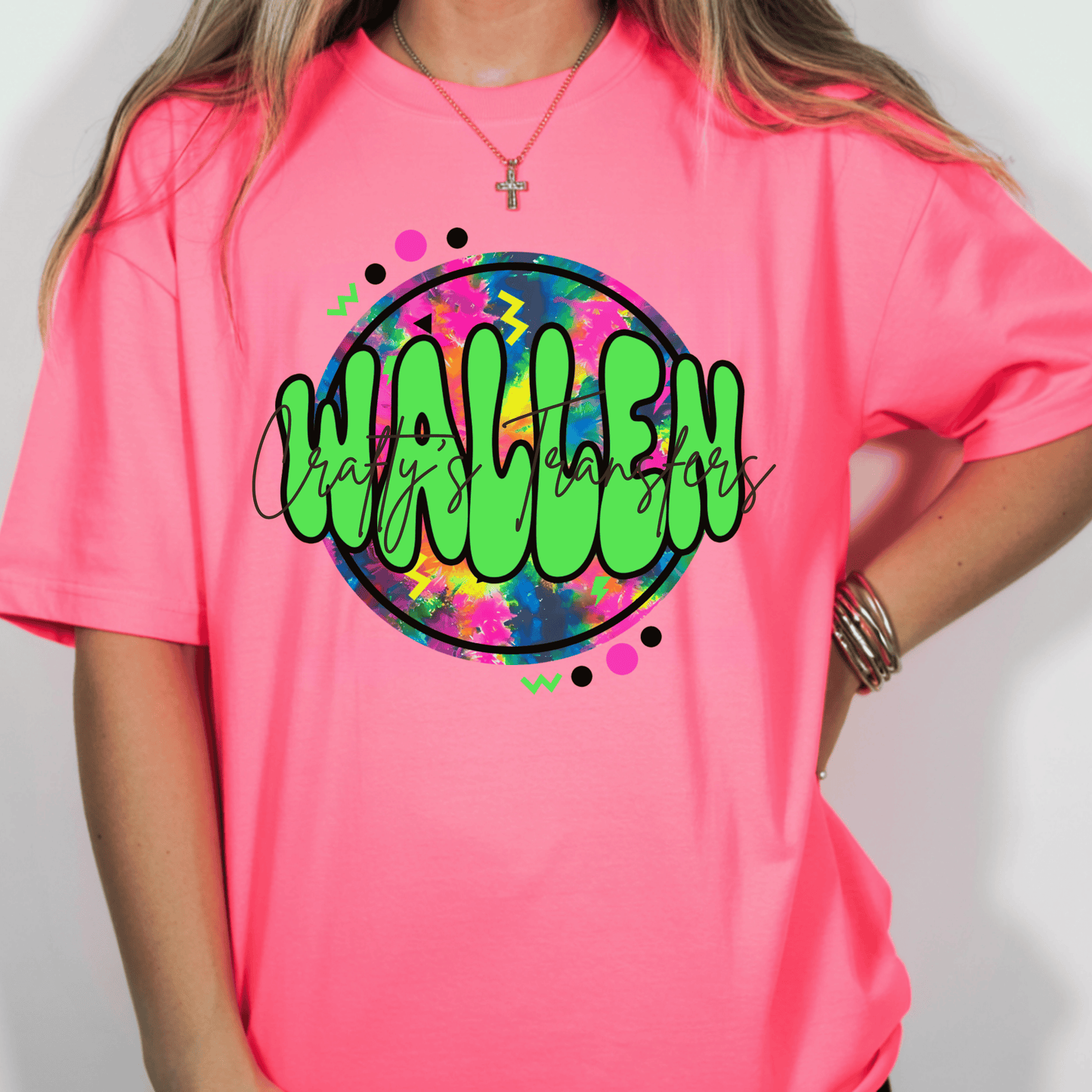 Wallen DTF Transfer | Neon Retro Country Music Shirt Design | Colorful Western Graphic Tee Transfer