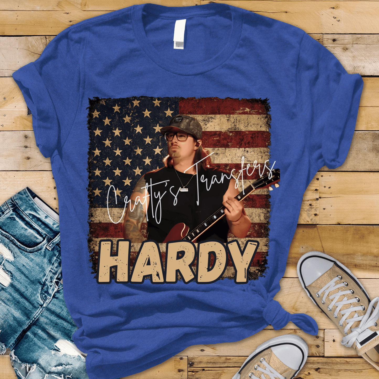 HARDY Patriotic DTF Transfer | Country Concert Shirt Transfer | American Flag Western Graphic Tee Heat Transfer