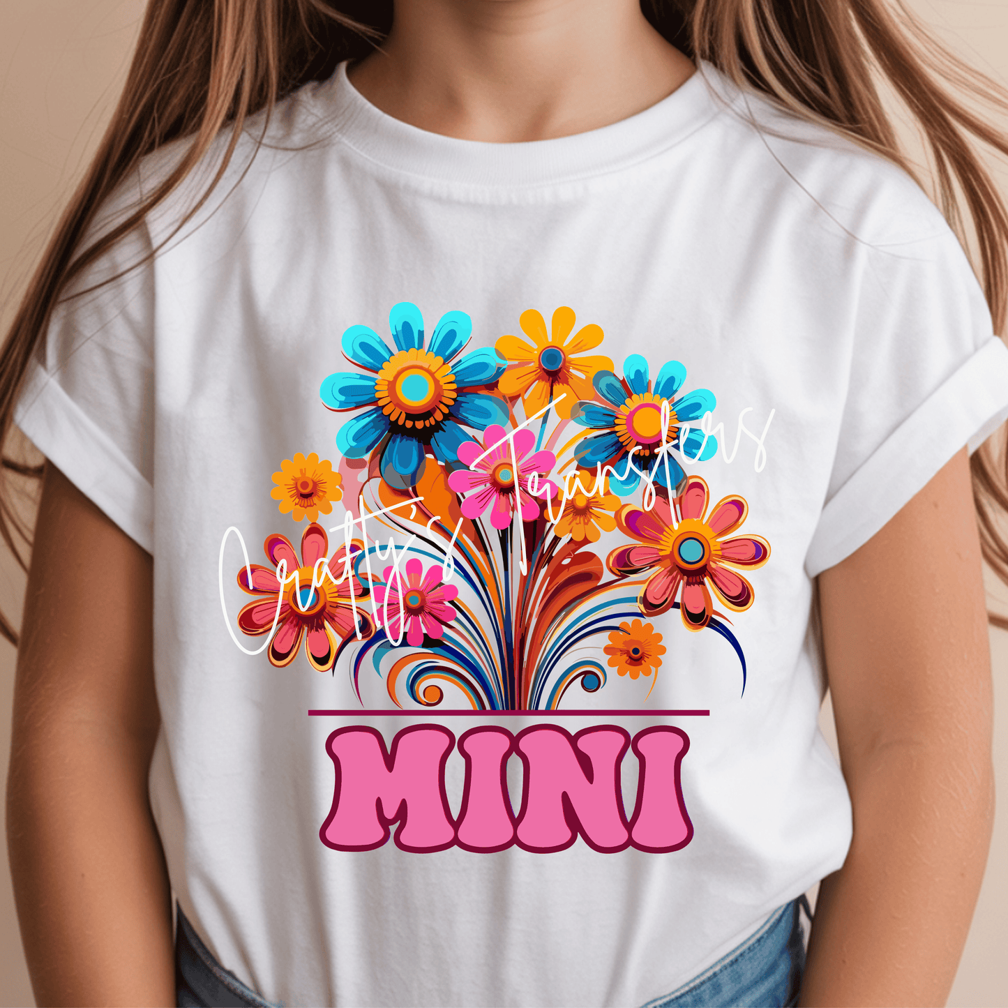 Retro Floral Mama & Mini DTF Transfer | Bright Groovy Mama Shirt Transfer | Colorful Flower Mom Graphic Tee Transfer