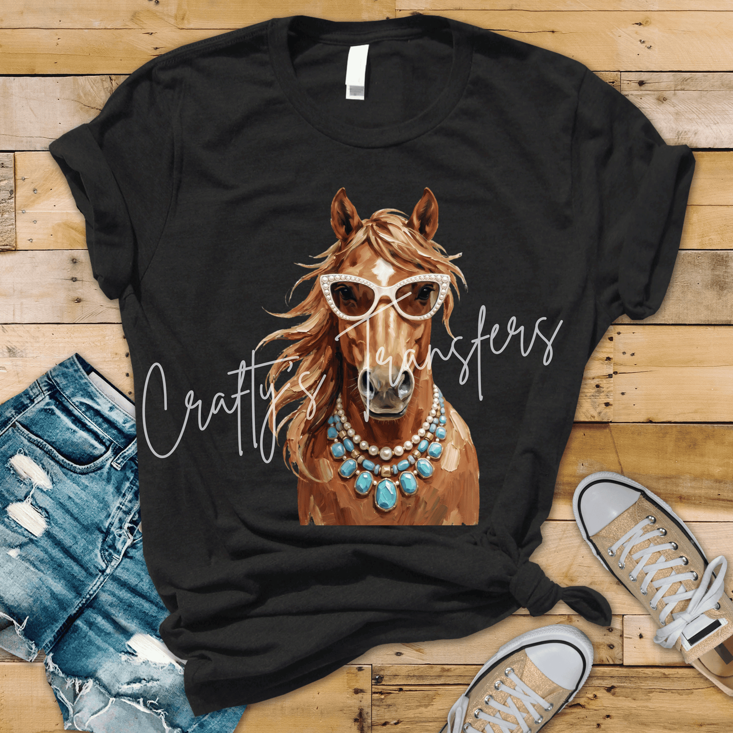 Glam Western Horse DTF Transfer | Turquoise Cowgirl Horse Graphic | Boutique Western Shirt Transfer