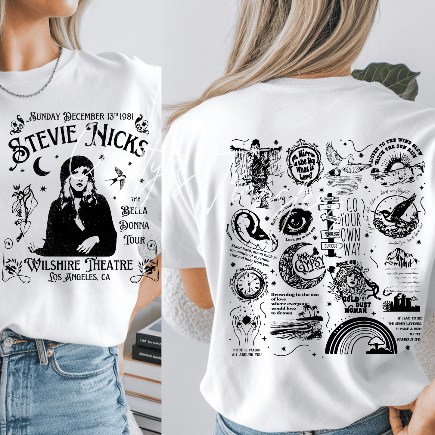 Stevie Nicks Bella Donna Tour DTF Transfer | Vintage Concert Back Print Transfer | Classic Rock Music Graphic Shirt Design