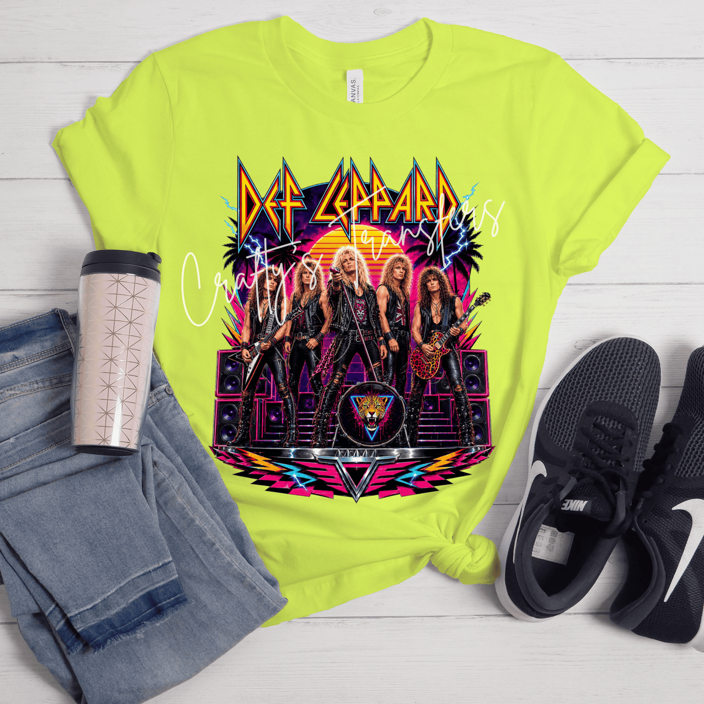 Retro Hair Metal Band DTF Transfer | Neon 80s Rock Concert Graphic | Vintage Glam Rock Shirt Transfer | Music Lover DTF Print