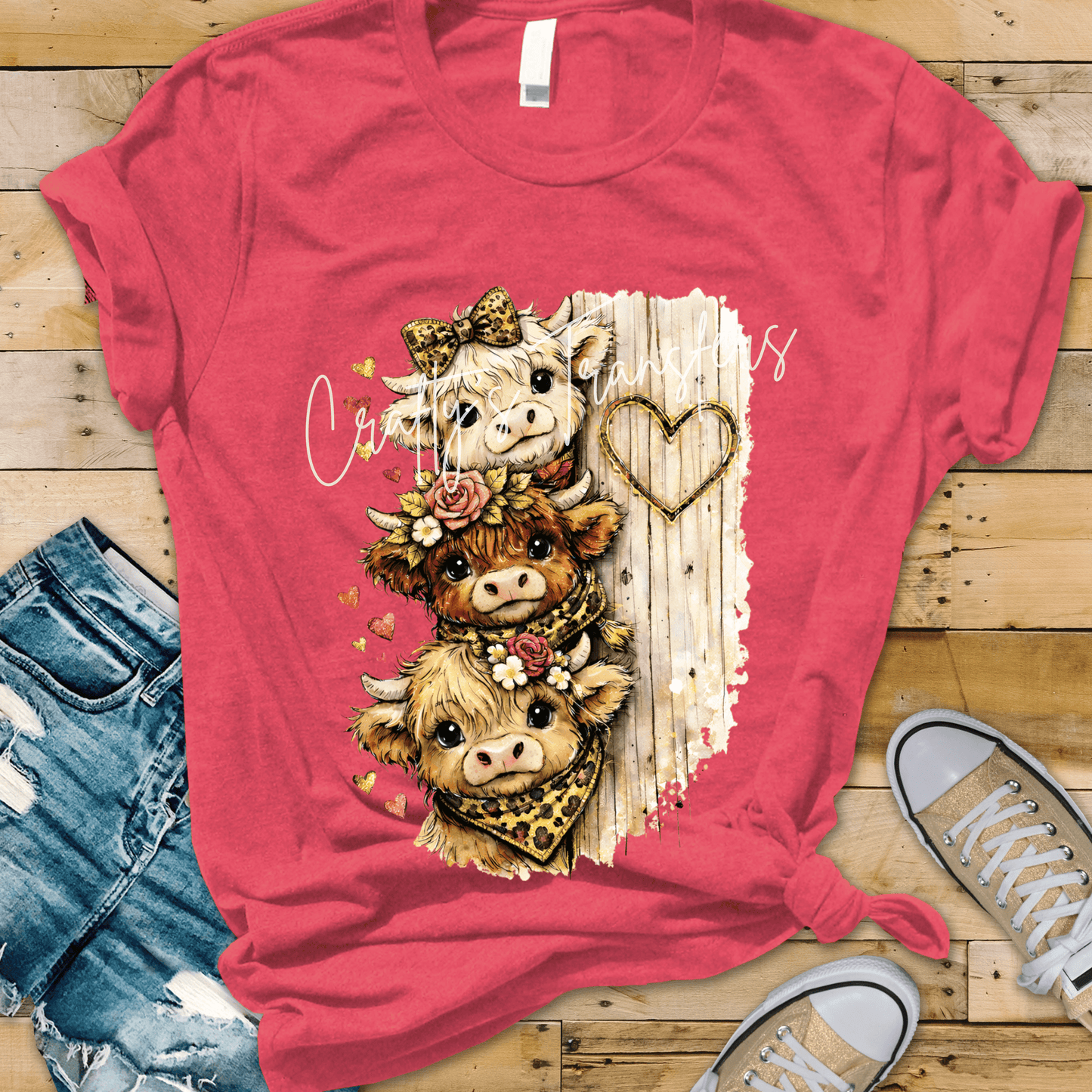 Highland Cow Trio DTF Transfer | Cute Floral Cow Graphic Transfer | Farmhouse Country Shirt Design | Western Cow Lover Sublimation Style Print