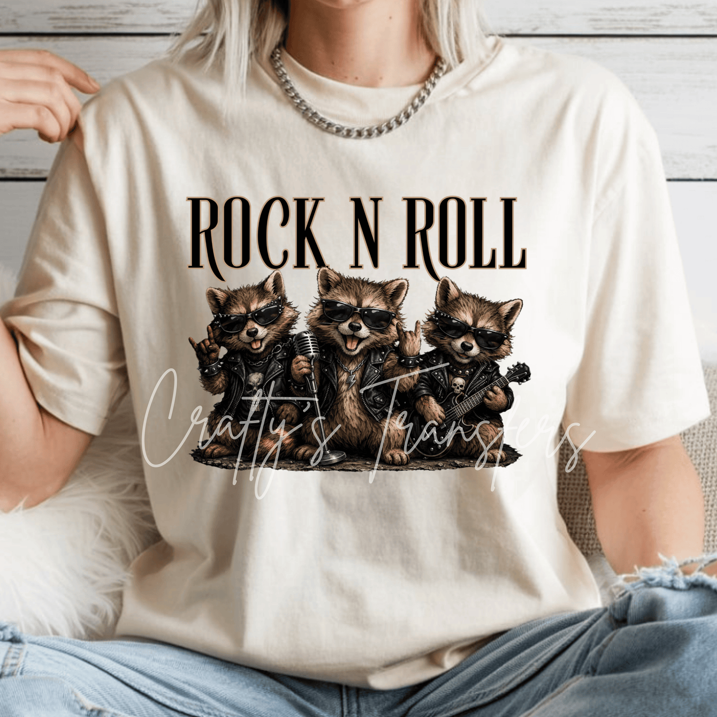 Rock N Roll Raccoons DTF Transfer | Funny Rock Band Raccoon Shirt Transfer | Music Lover Heat Transfer | Rock & Roll Boutique Graphic