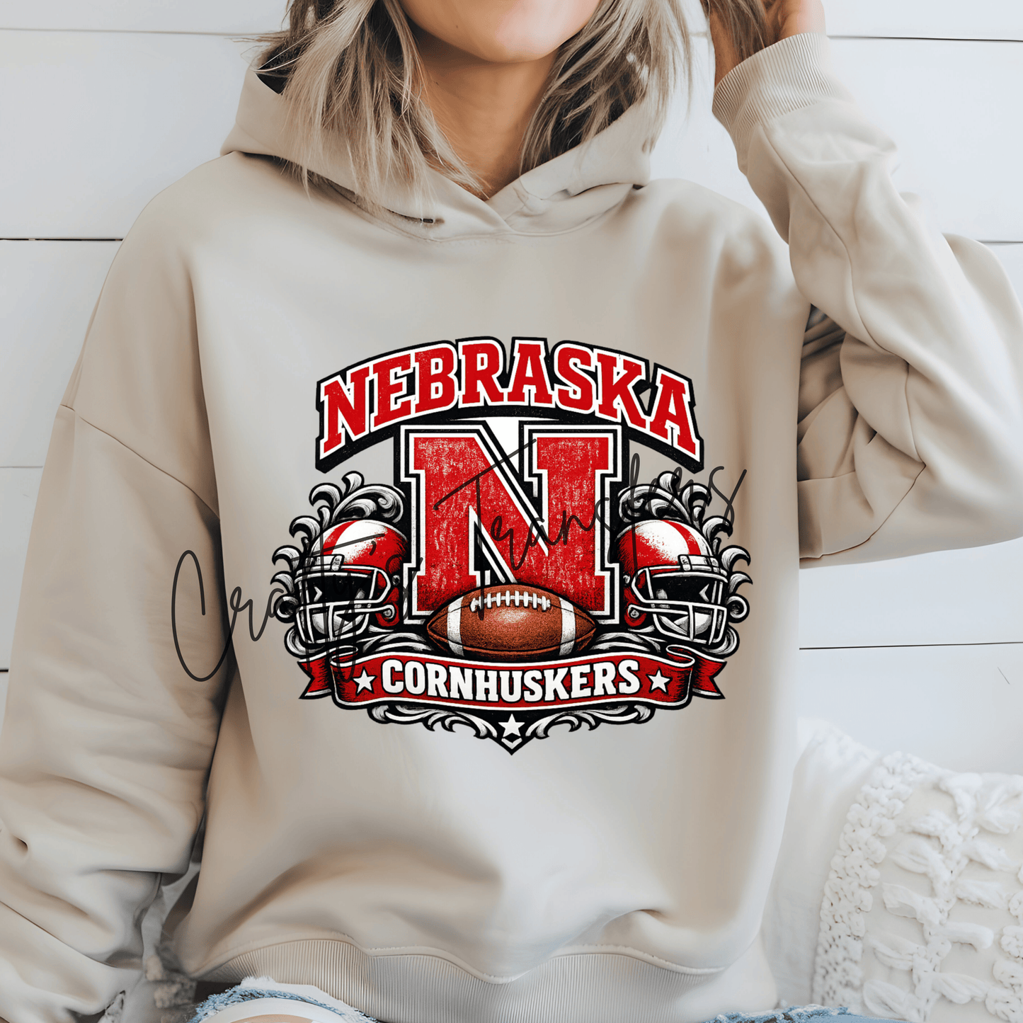 Red & White Collegiate Football DTF Transfer | Vintage Letter N Sports Graphic Transfer | Game Day Football Fan Shirt Design
