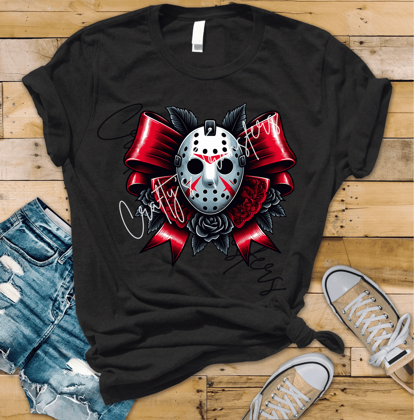 Halloween Bow - Red & Black - Scary Mask