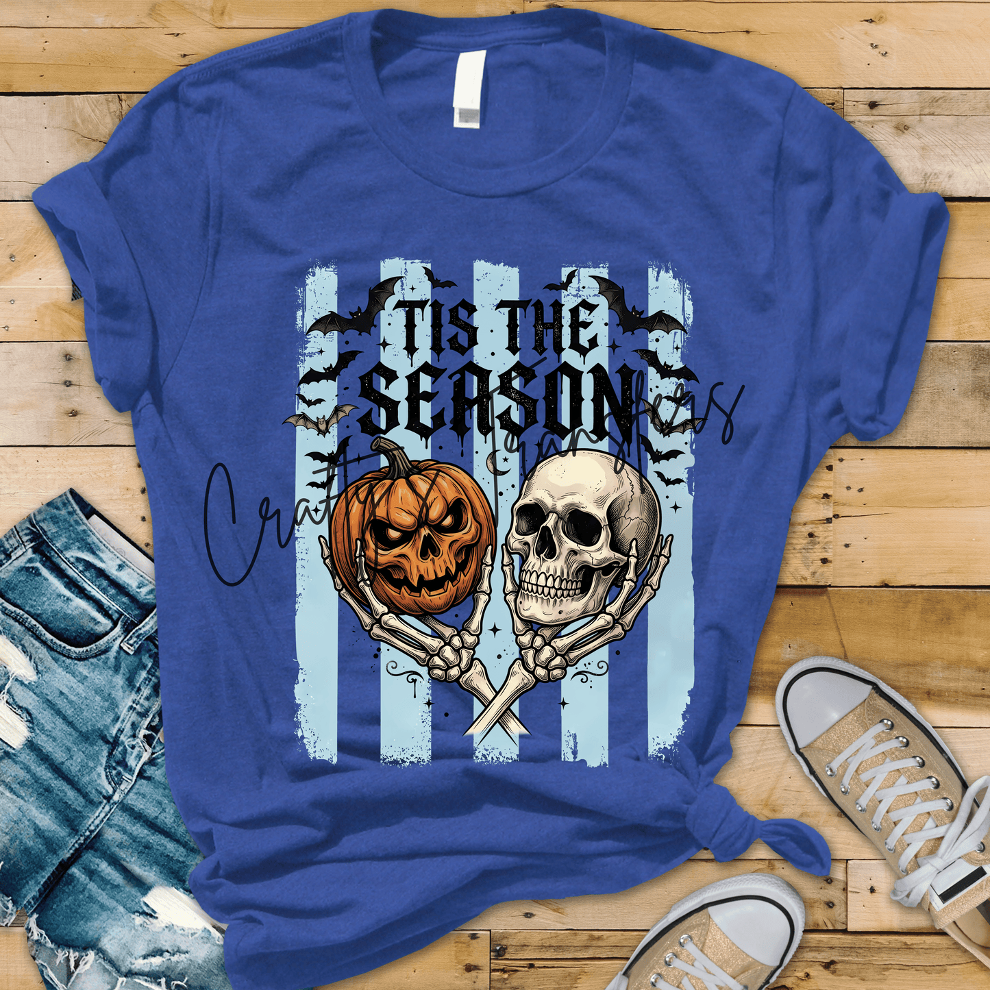 'Tis the Season Halloween DTF Transfer | Skull & Jack-O'-Lantern Heat Transfer | Spooky Pumpkin Graphic Tee Transfer | Gothic Fall Shirt Design