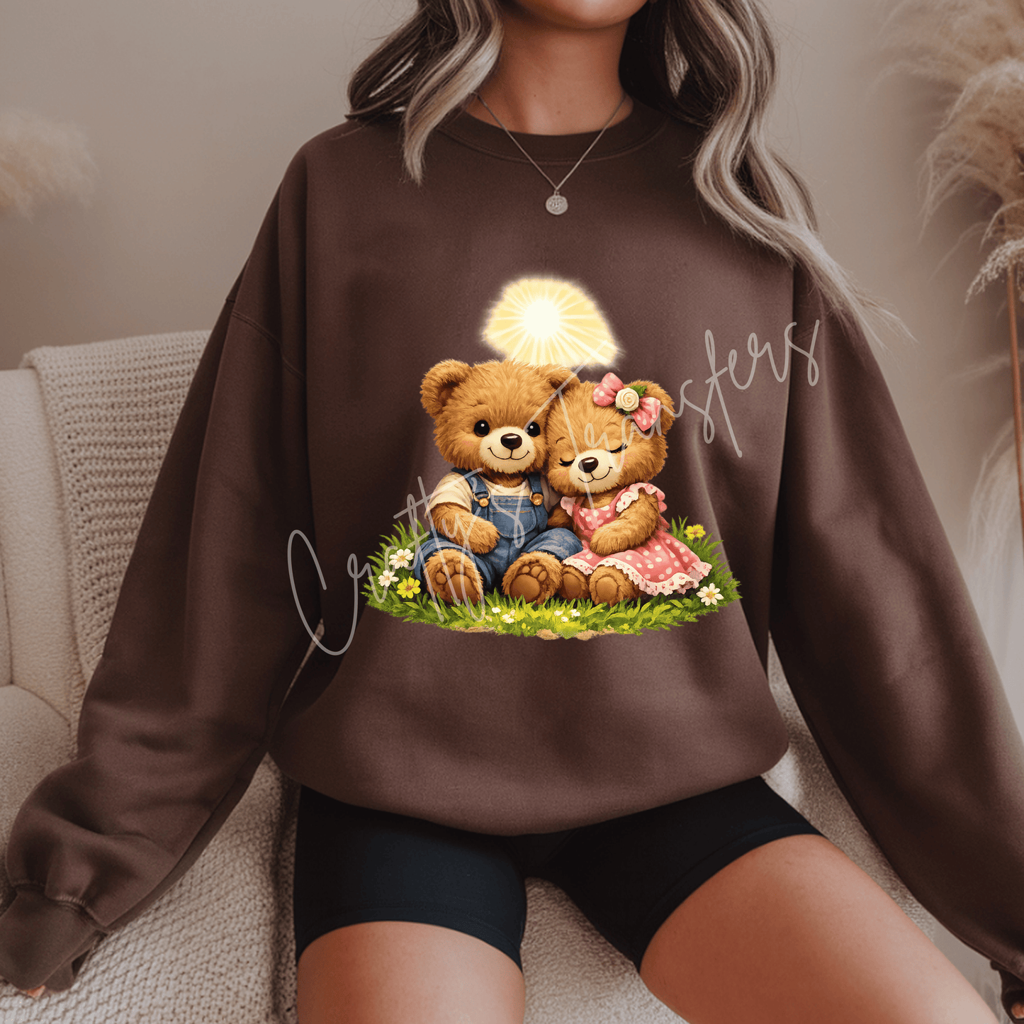 Cute Teddy Bear Couple DTF Transfer | Sweet Bear Love Heat Transfer | Adorable Woodland Teddy Graphic | Boutique Kids & Valentine's DTF