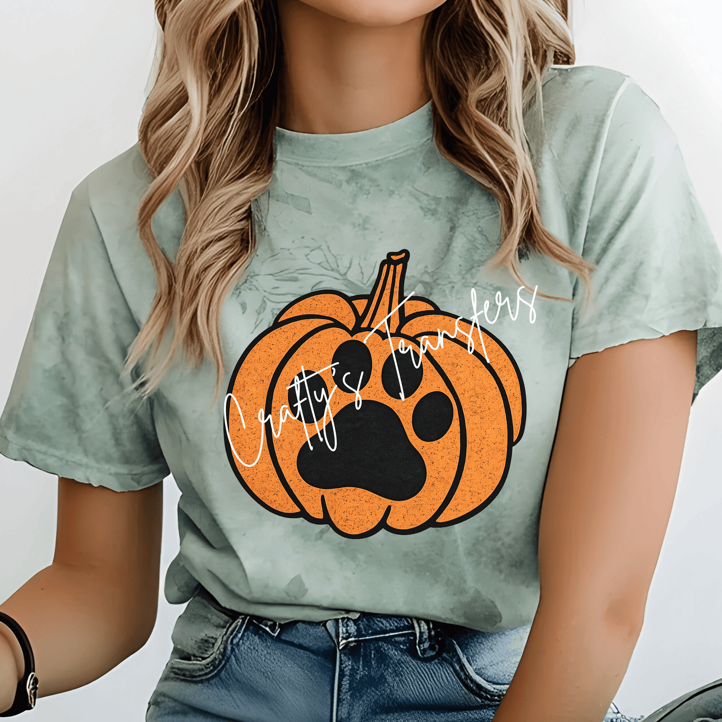 Dog Paw Pumpkin DTF Transfer | Cute Halloween Dog Lover Shirt Transfer | Fall Puppy Pumpkin Heat Transfer | Ready to Press