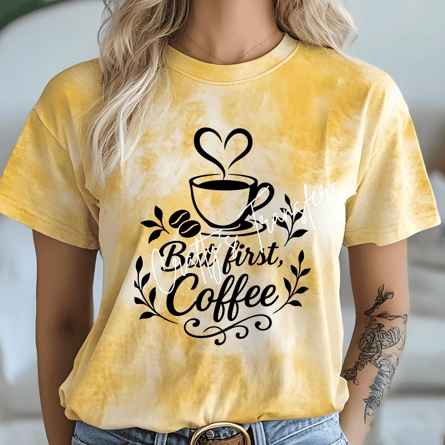 But First Coffee DTF Transfer | Cute Coffee Lover Sublimation Style Shirt Transfer | Boutique Coffee Cup Heat Transfer