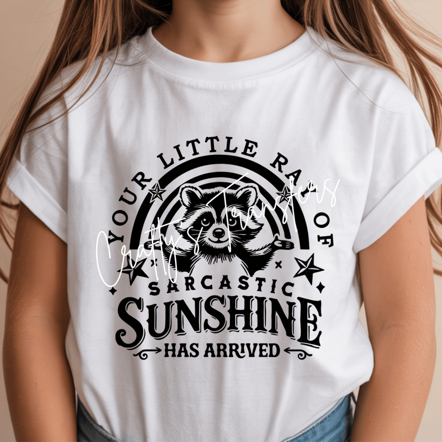 Your Little Ray of Sarcastic Sunshine Has Arrived DTF Transfer | Funny Raccoon Western Heat Transfer | Sassy Graphic Shirt Transfer