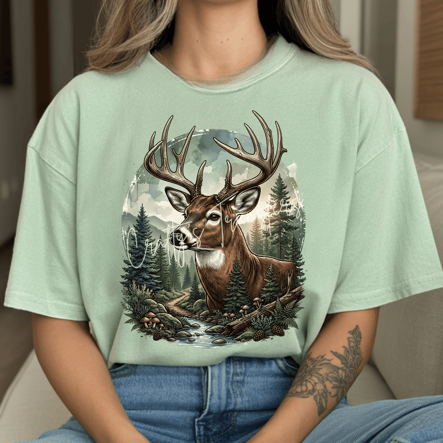 Whitetail Buck DTF Transfer | Woodland Deer Forest Nature Heat Transfer | Hunting Wildlife Graphic | Rustic Outdoor Shirt Transfer