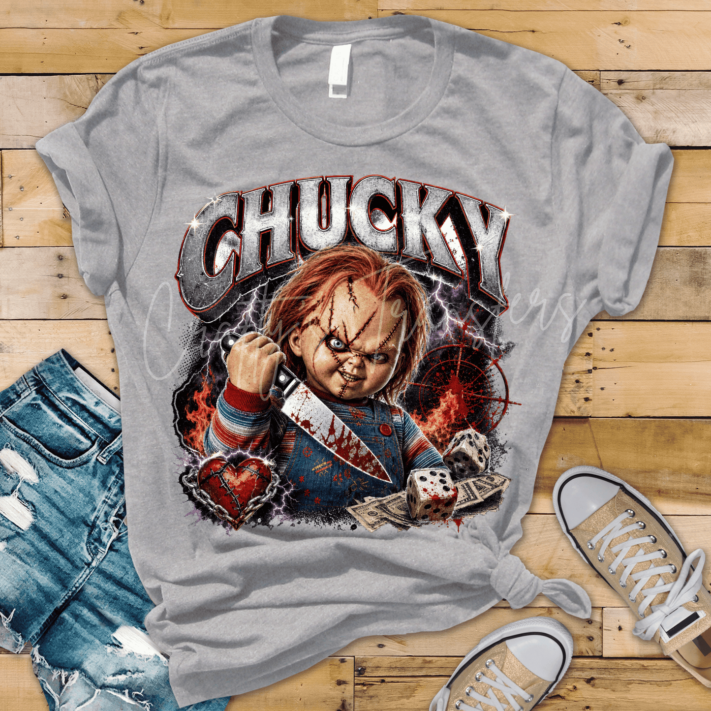 Haunted Toy Horror DTF Transfer – Creepy Doll Halloween Shirt Design