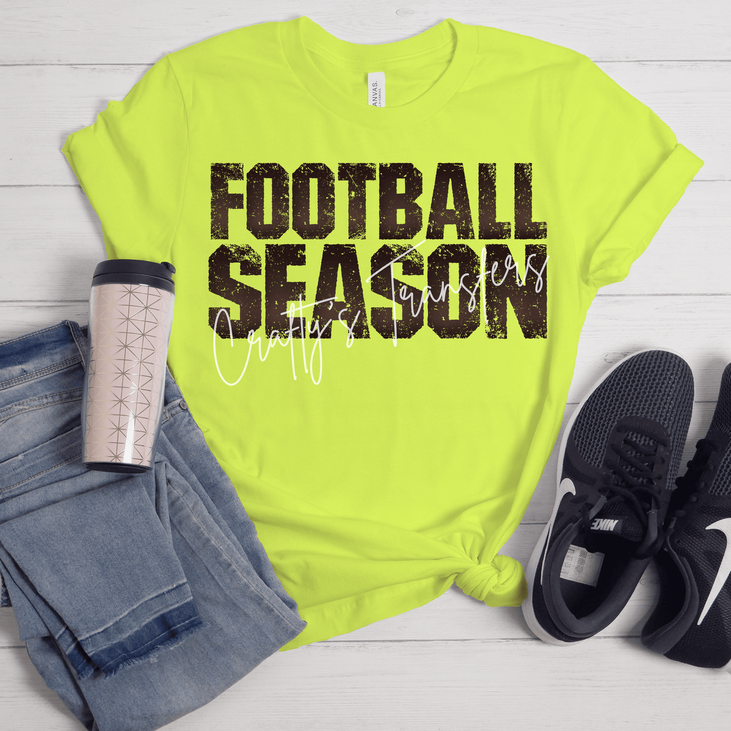 Football Season DTF Transfer – Distressed Football Shirt Design | Rustic Sports Graphic