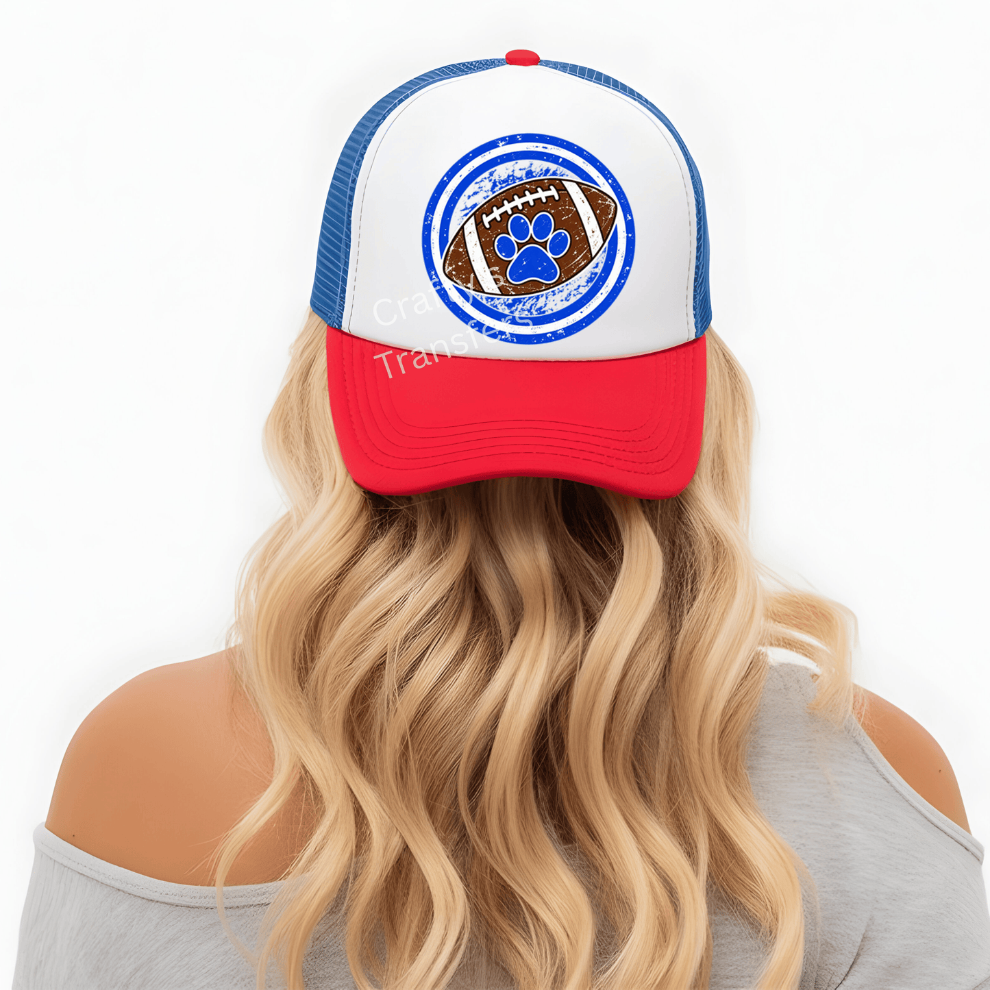 Blue Paw Football DTF Hat Transfer
