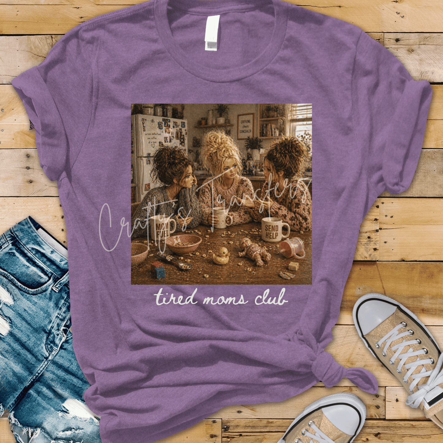 Tired Moms Club DTF Transfer – Funny Mom Fuel Coffee Graphic