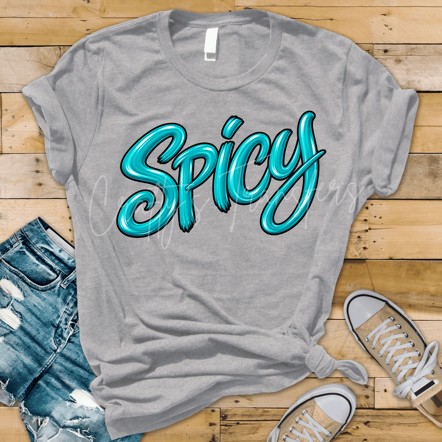 Spicy Glossy Script DTF Transfer – Sassy 3D Bubble Letter Design