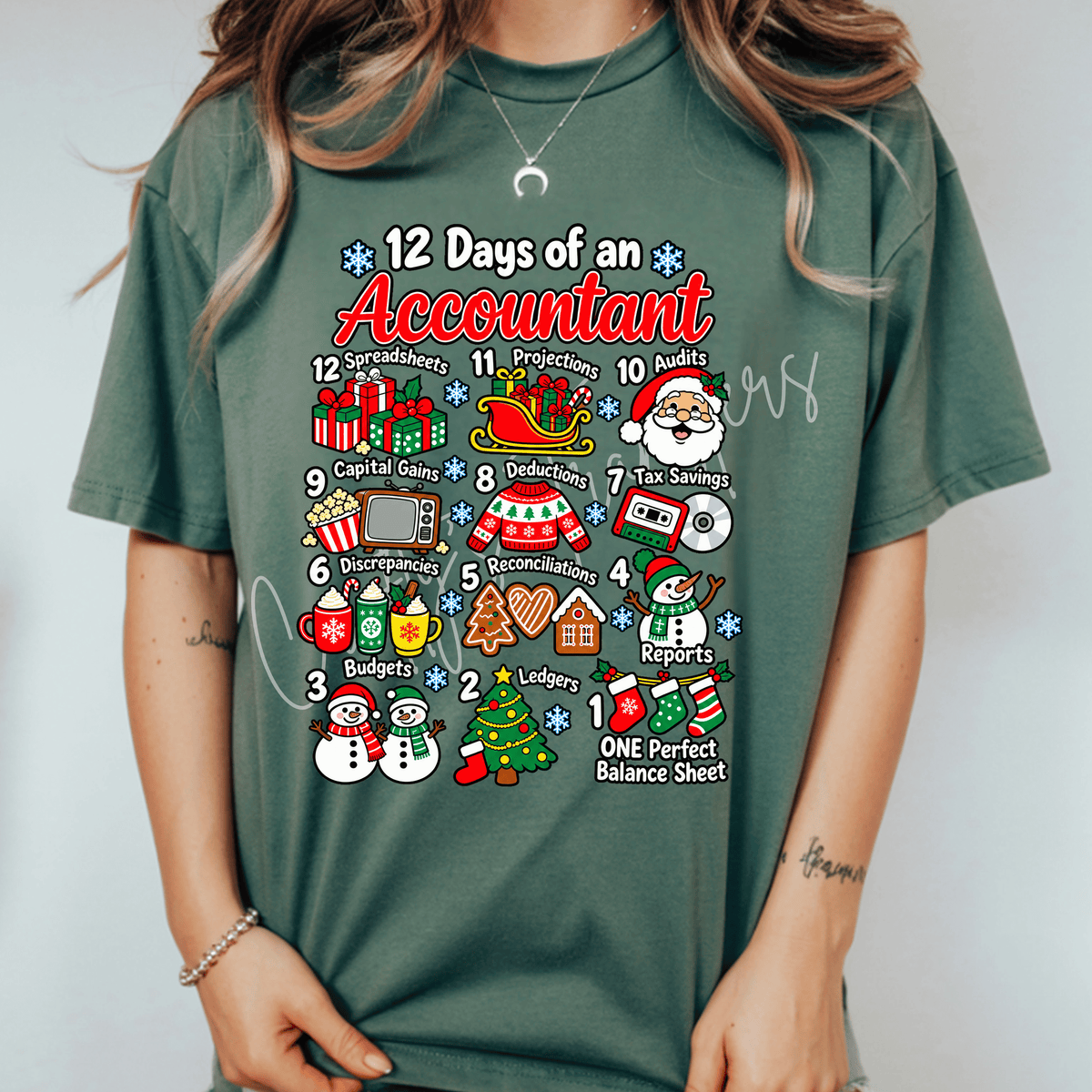 12 Days of an Accountant Christmas DTF Transfer – Funny Accounting Holiday Design