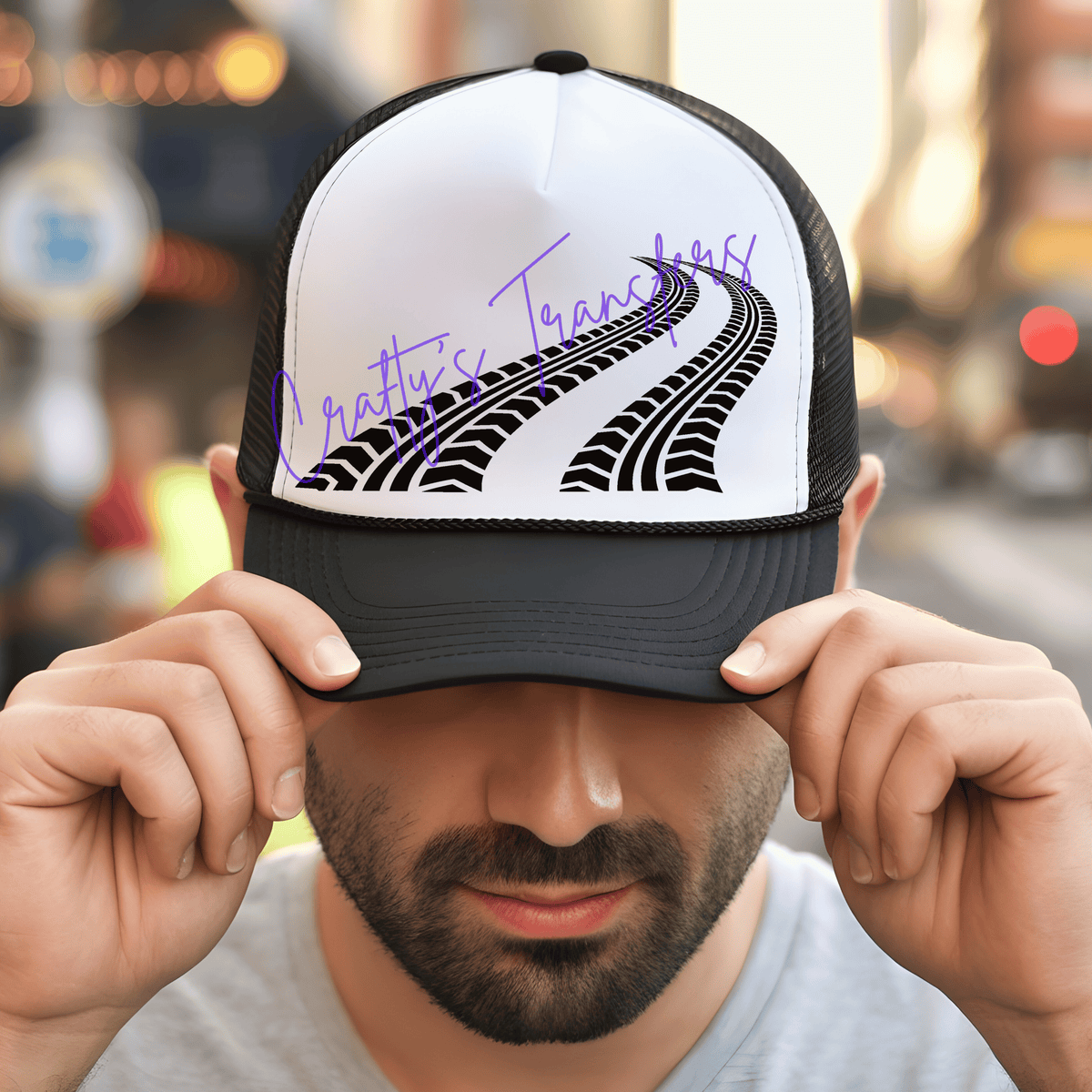 Tire Track Marks DTF Trucker Hat Patch