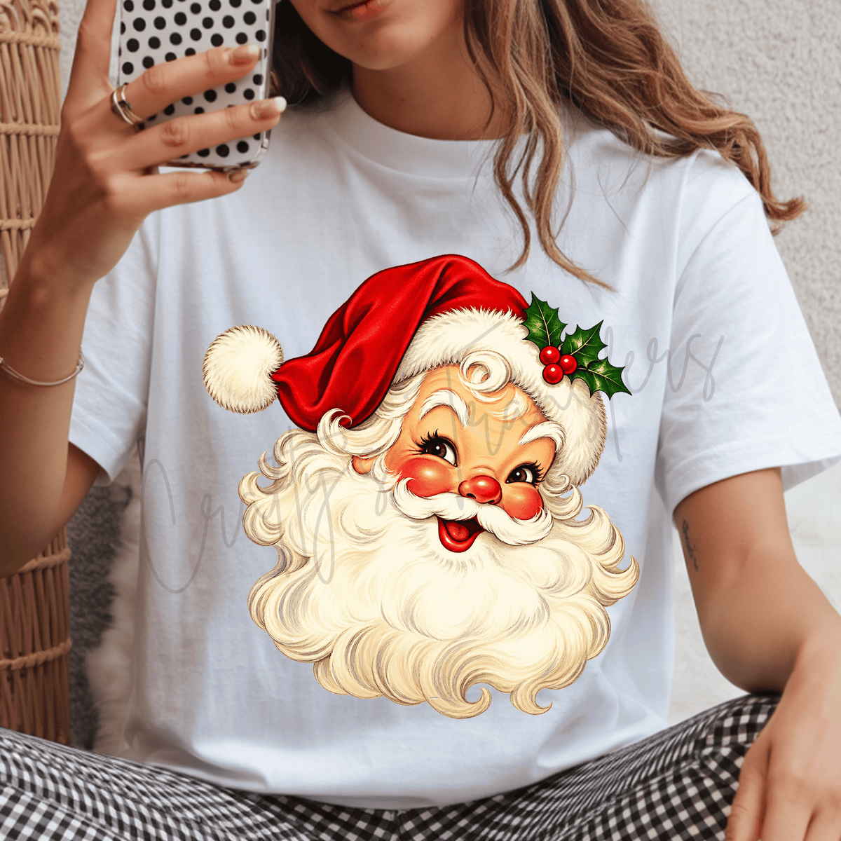 Vintage Jolly Santa DTF Transfer – Retro Christmas Santa Face Holiday Design