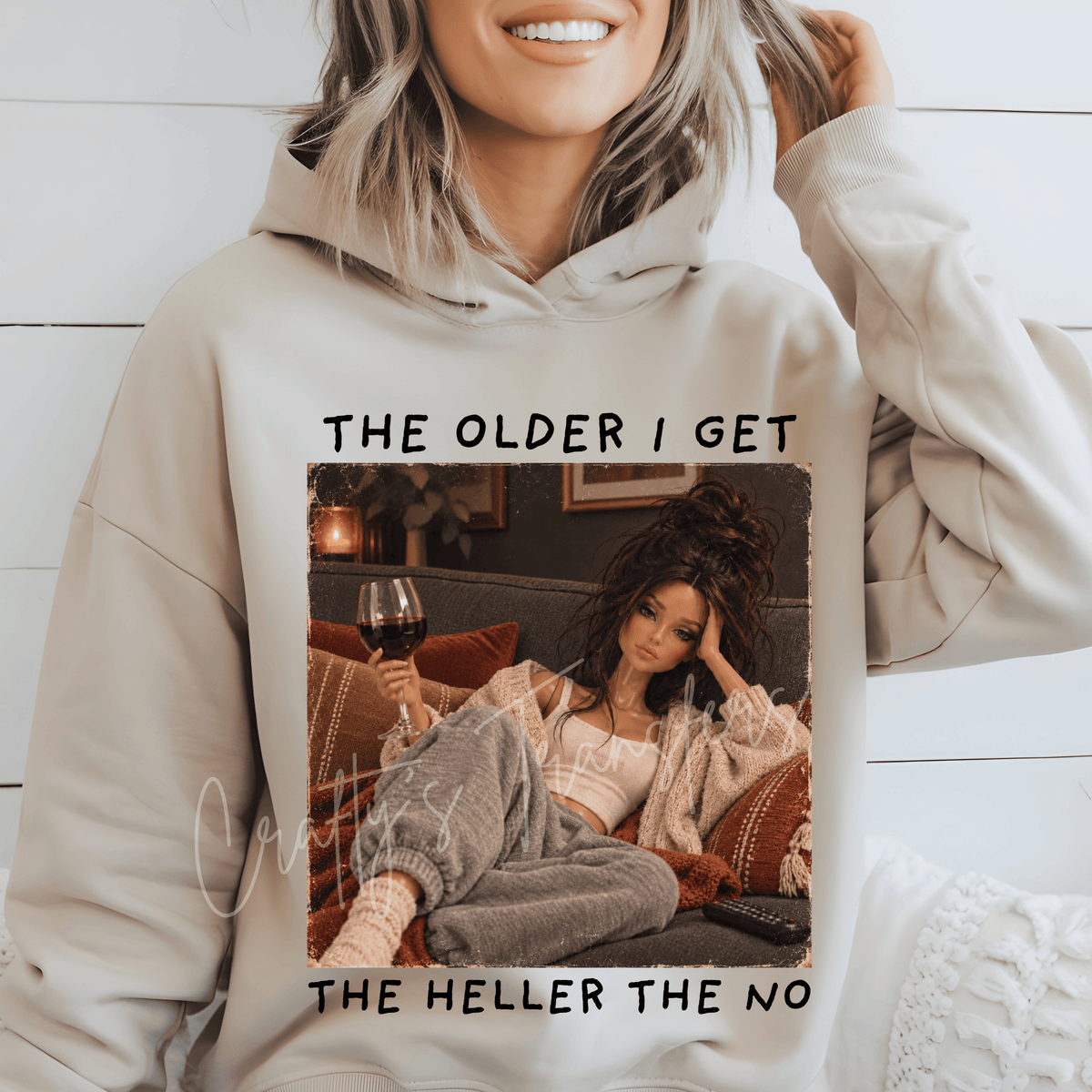 Cozy Wine Night Girl DTF Transfer – Relaxing Girls Night In Graphic Design