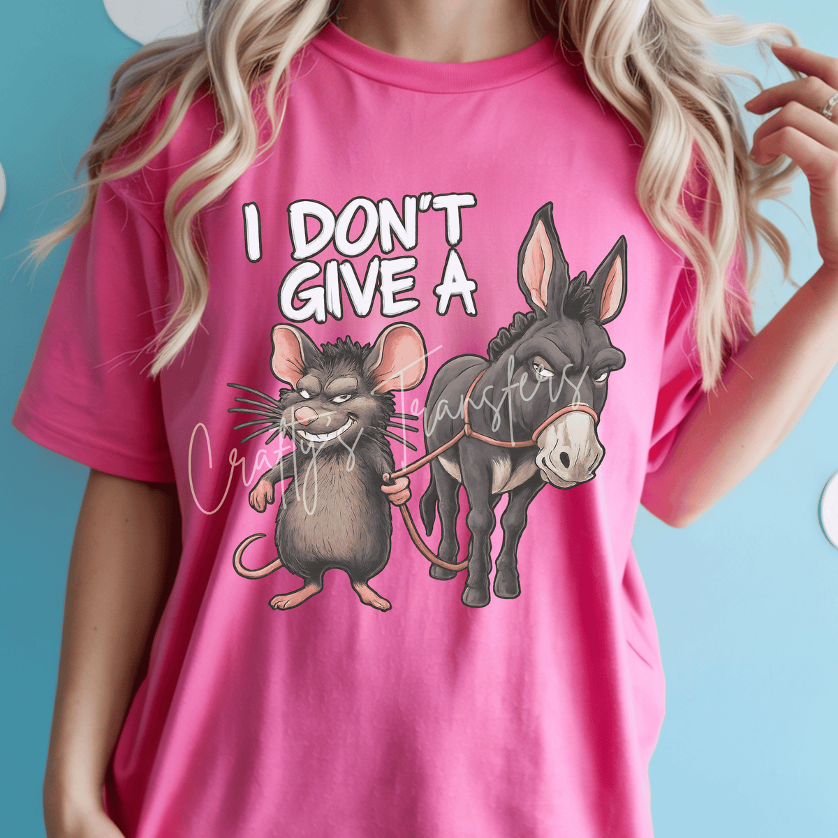 I Don’t Give a Rat’s Ass DTF Transfer – Funny Rat & Donkey Sarcastic Design